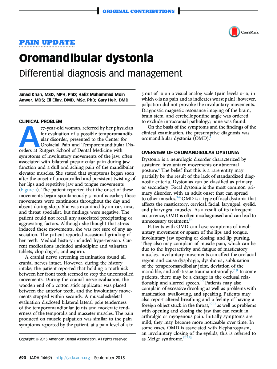 Oromandibular dystonia