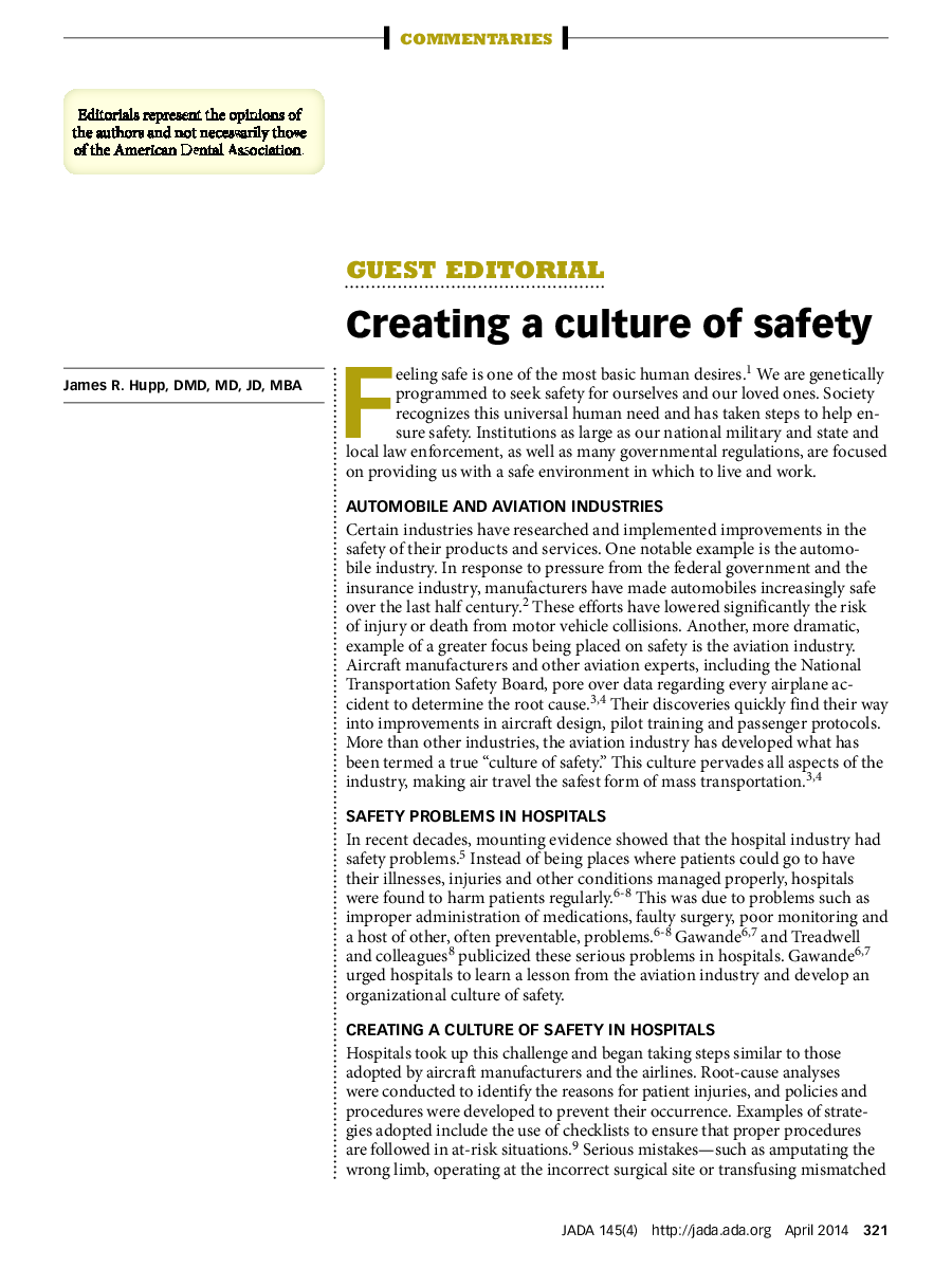 Creating a culture of safety