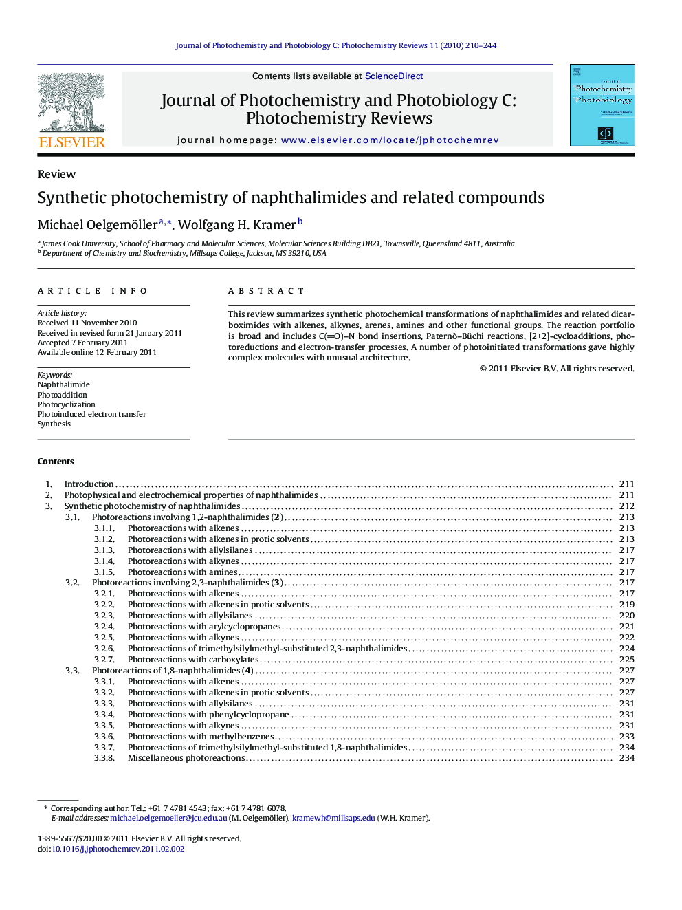 Synthetic photochemistry of naphthalimides and related compounds