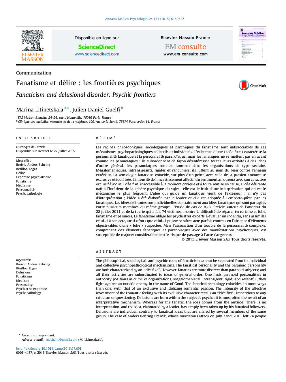 Fanatisme et délire : les frontières psychiques