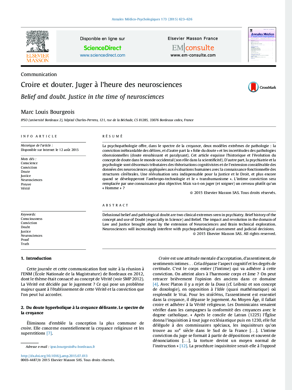 Croire et douter. Juger à l’heure des neurosciences