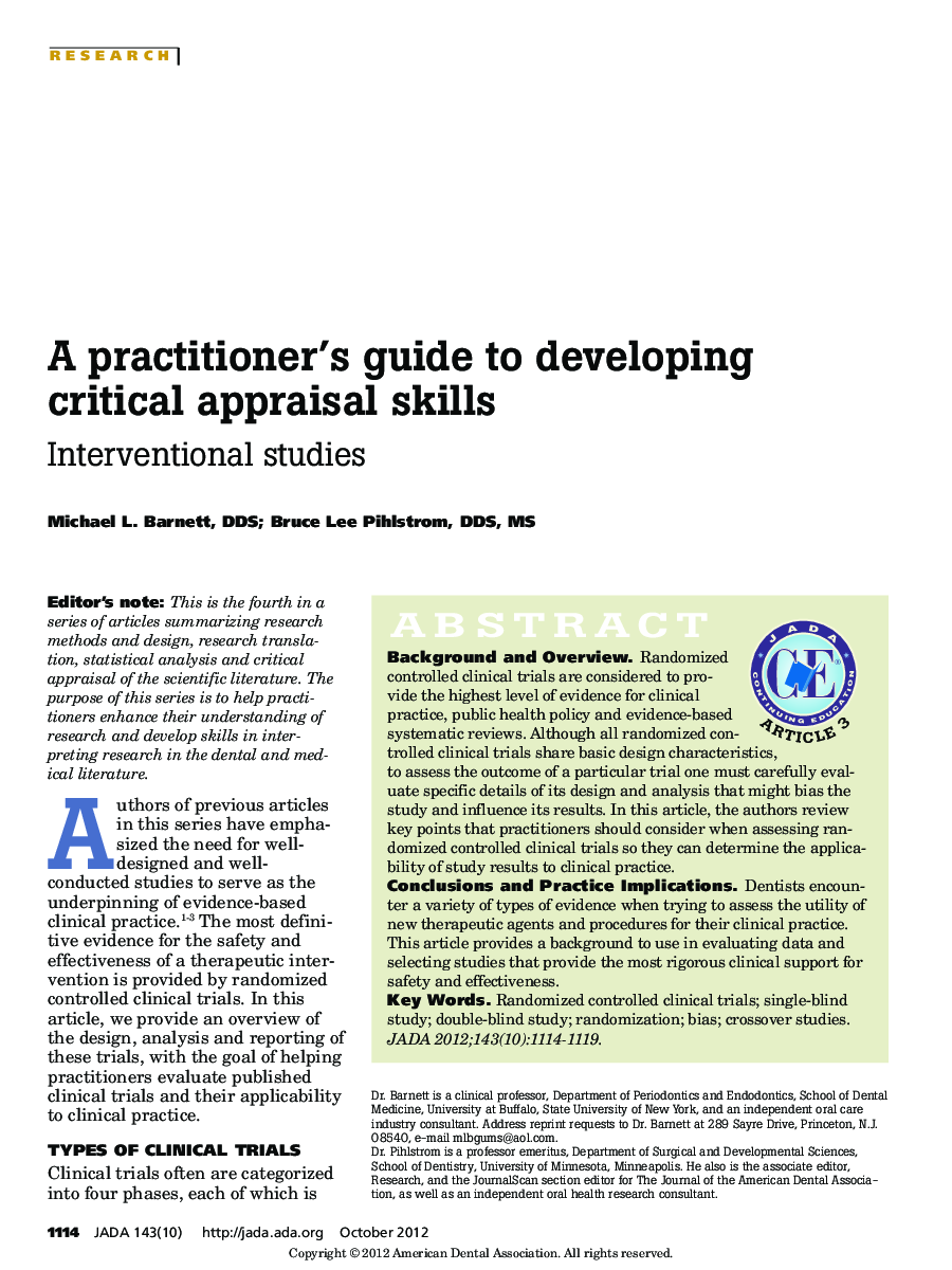 A practitioner's guide to developing critical appraisal skills