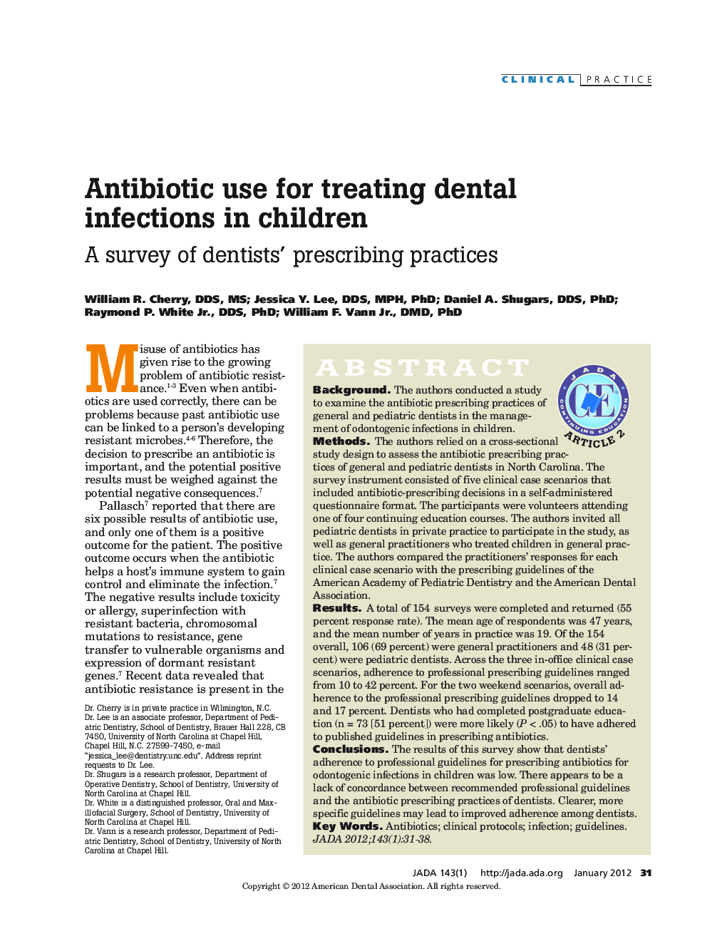 Antibiotic use for treating dental infections in children