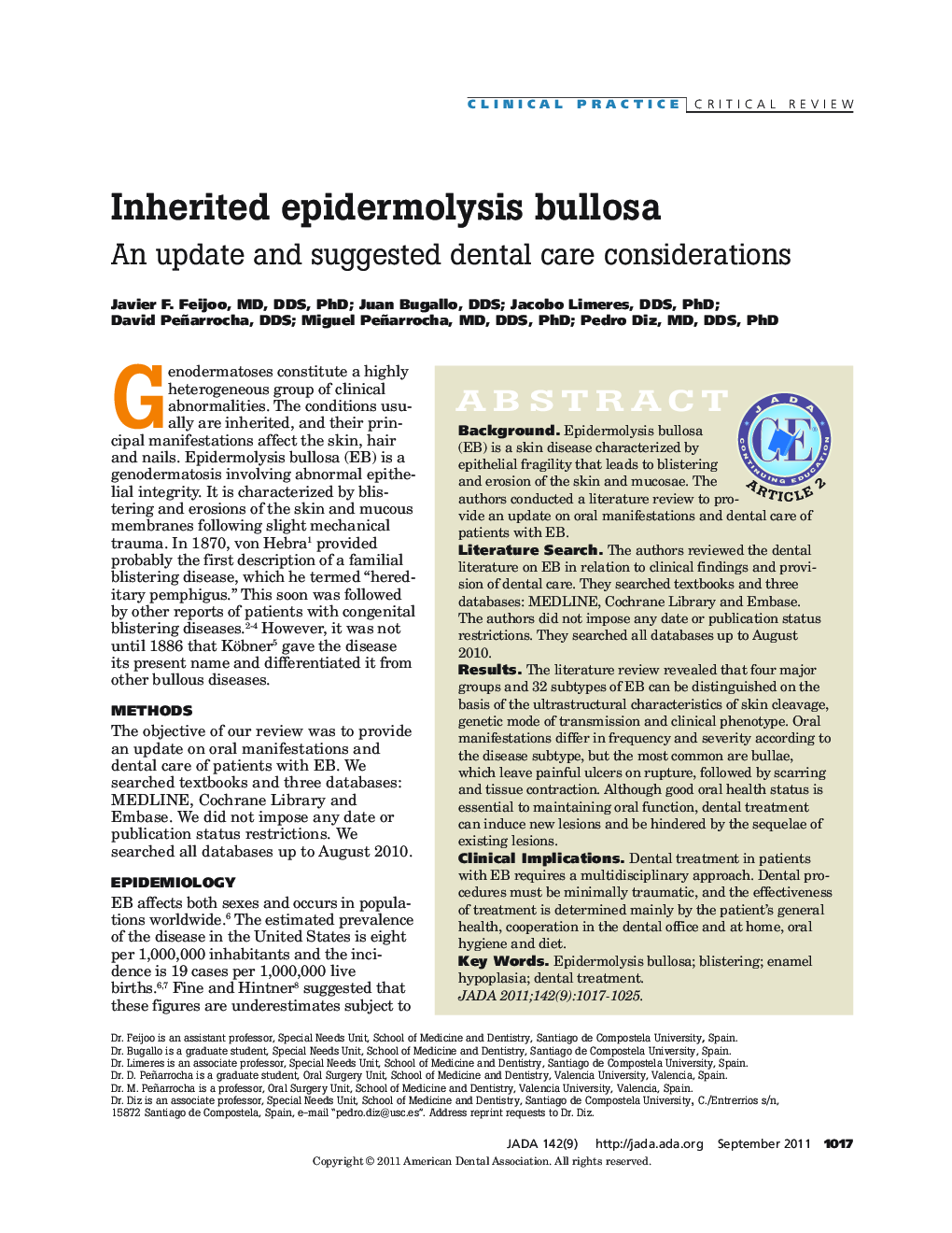 Inherited epidermolysis bullosa