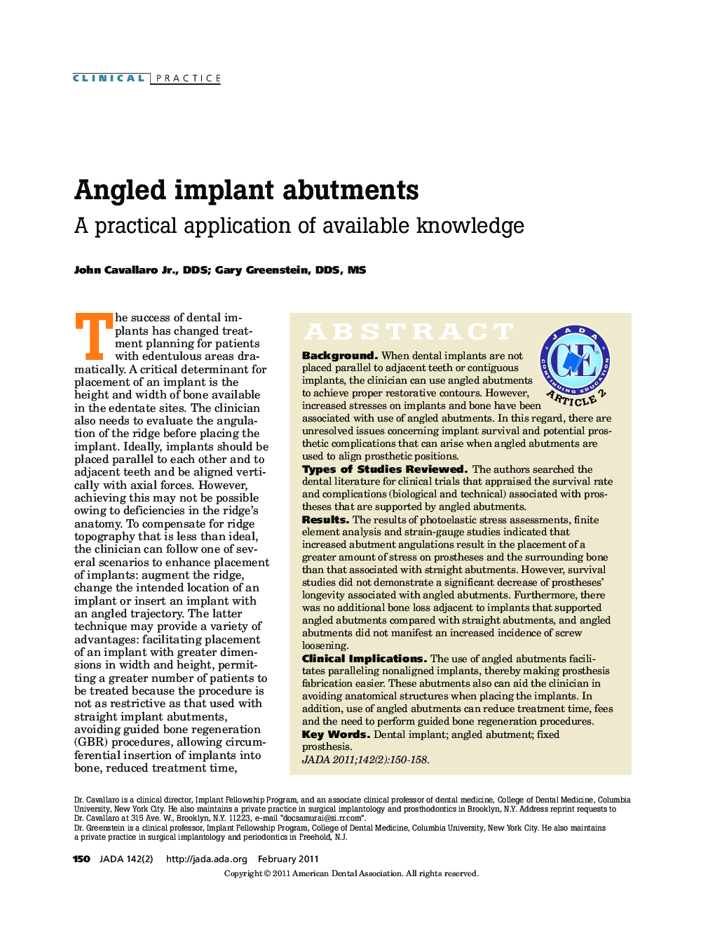 Angled Implant Abutments : A Practical Application of Available Knowledge