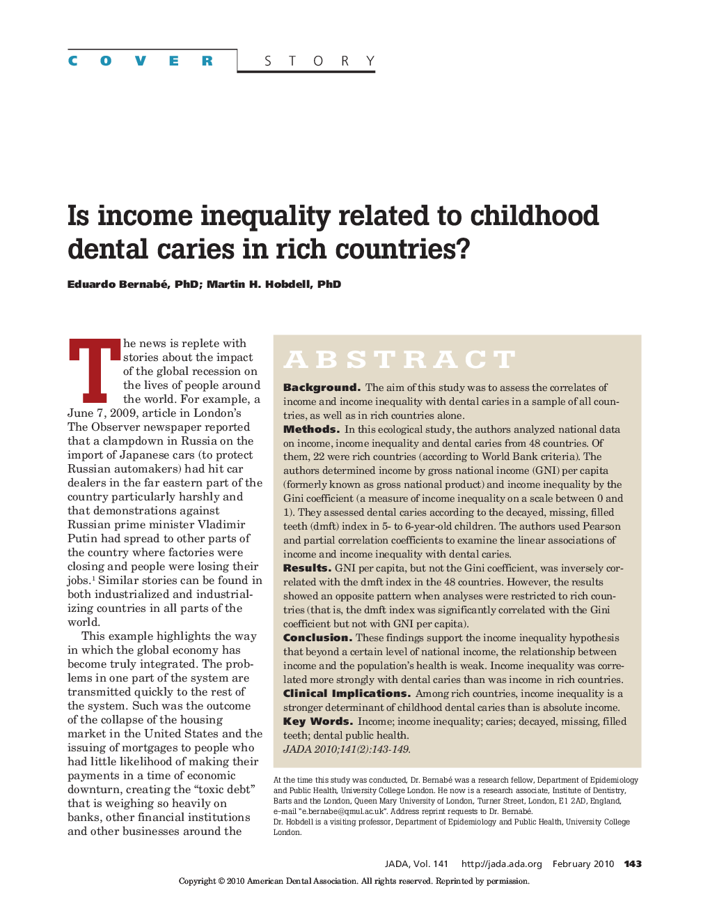 Is income inequality related to childhood dental caries in rich countries? 