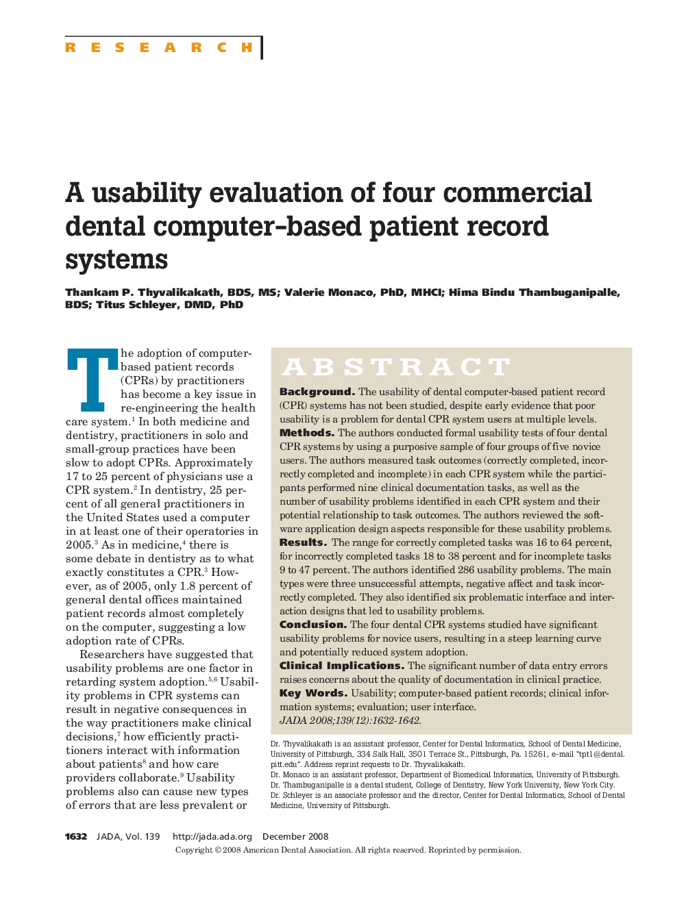 A usability evaluation of four commercial dental computer-based patient record systems 