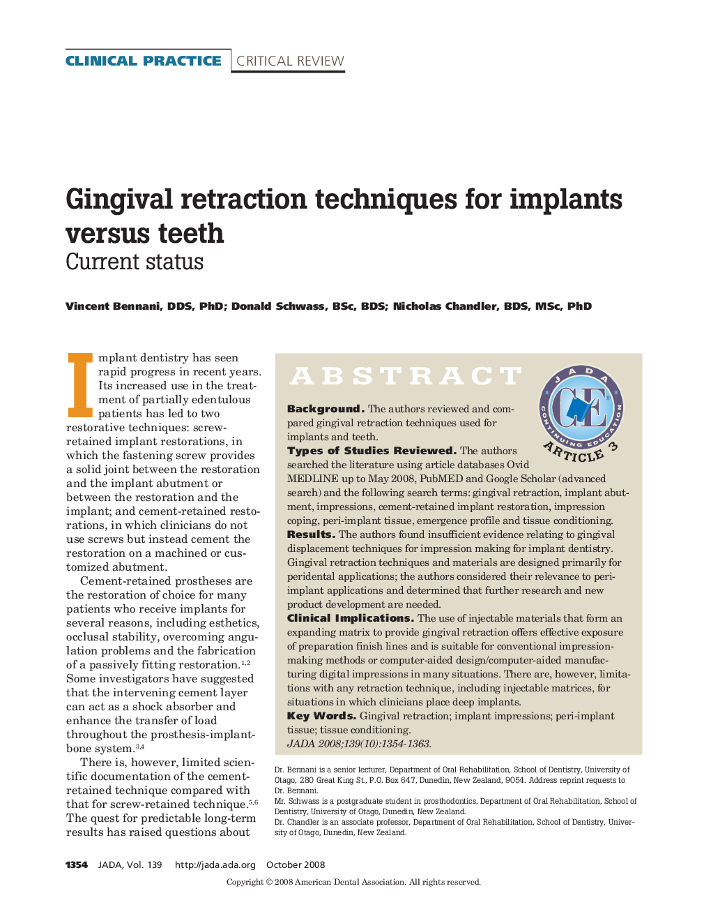 Gingival Retraction Techniques for Implants Versus Teeth : Current Status