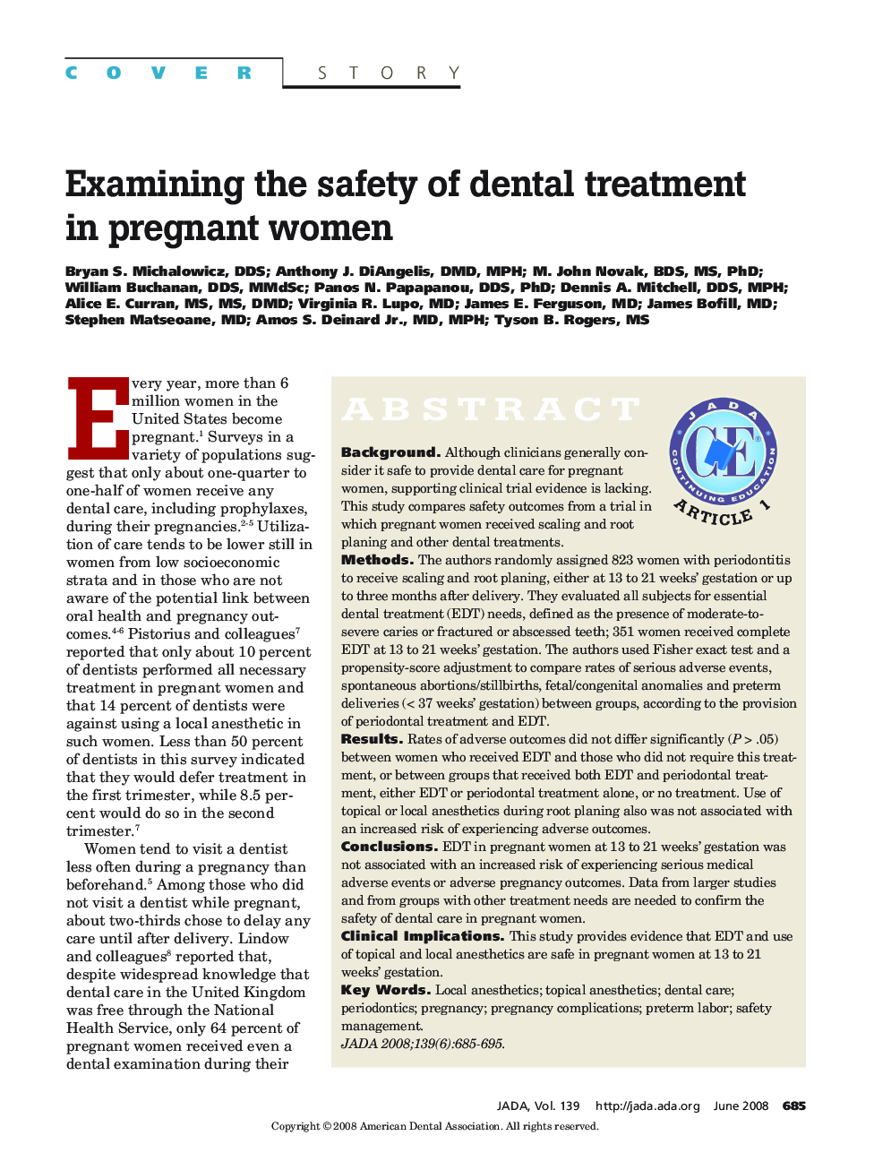 Examining the Safety of Dental Treatment in Pregnant Women 
