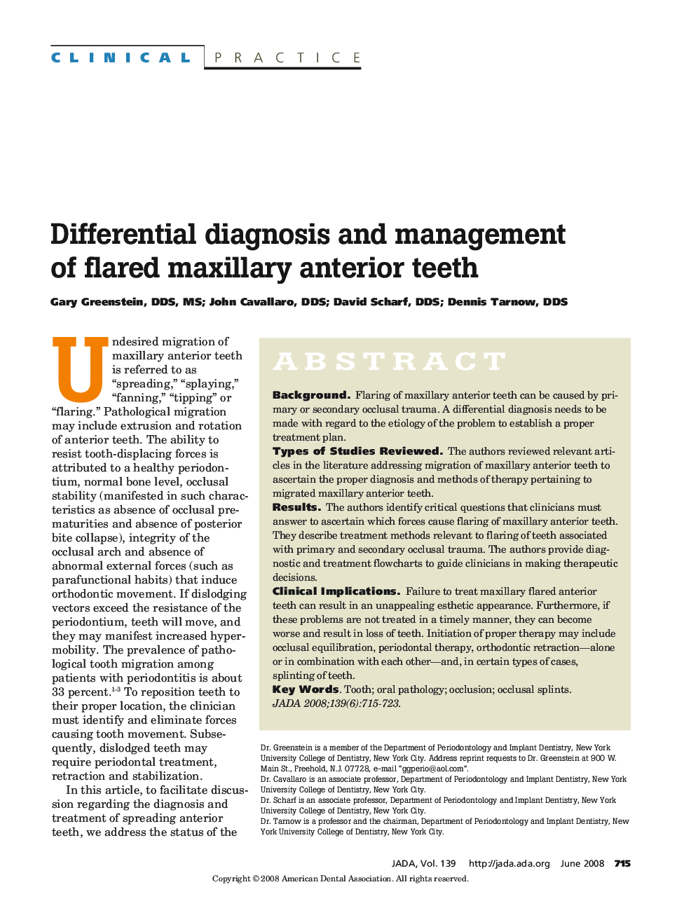 Differential Diagnosis and Management of Flared Maxillary Anterior Teeth