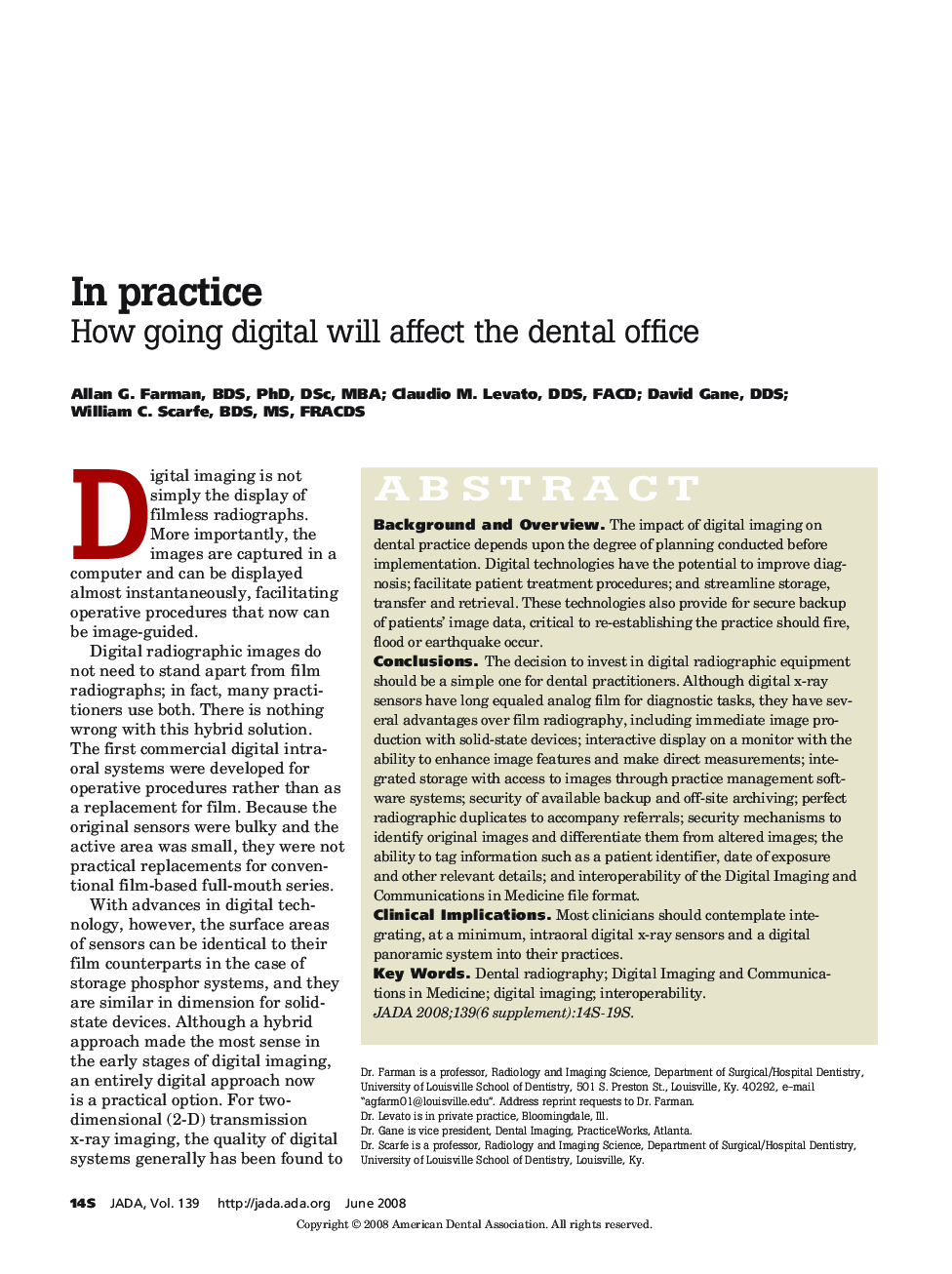 In Practice : How Going Digital Will Affect the Dental Office