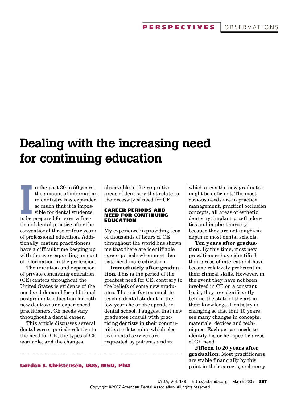 Dealing with the increasing need for continuing education