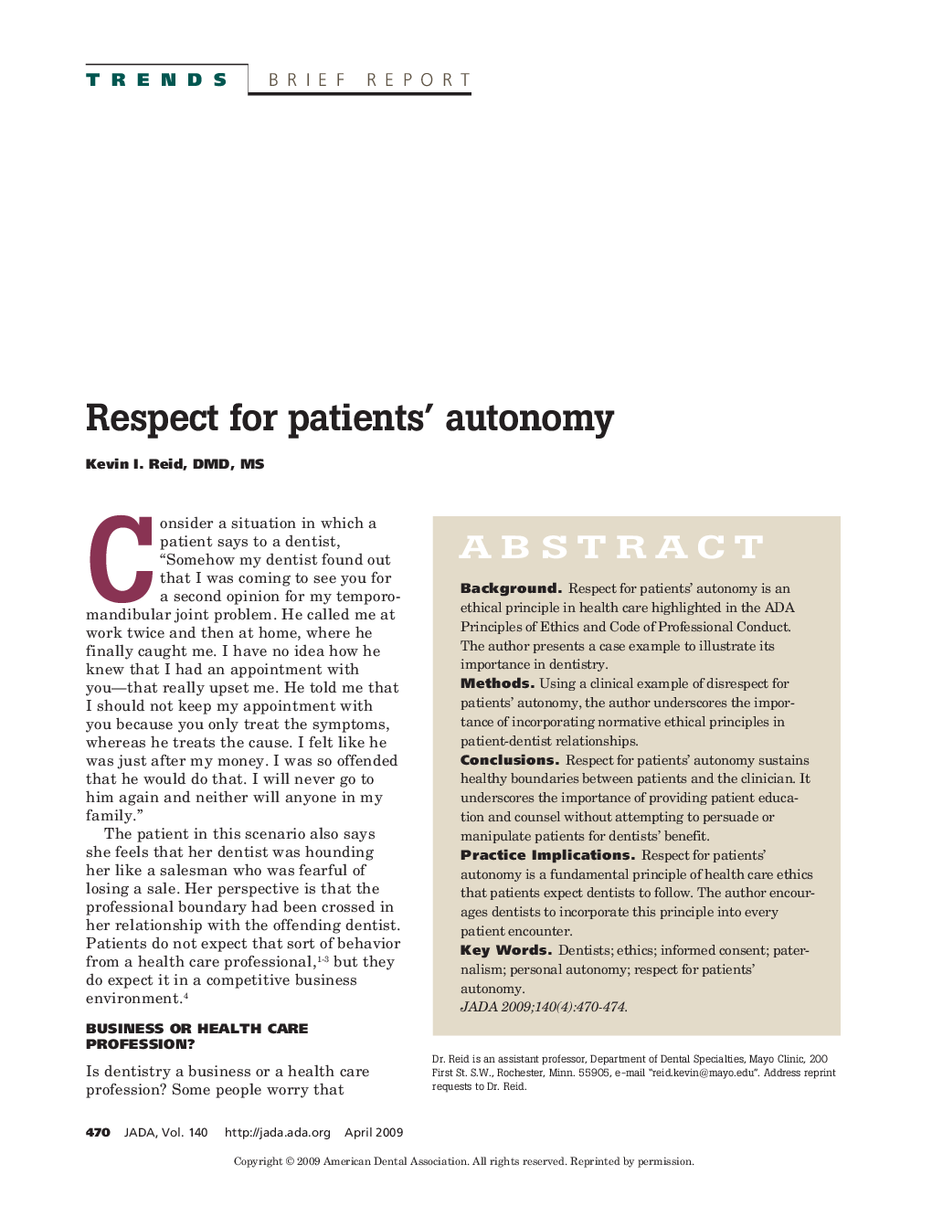 Respect for Patients' Autonomy 