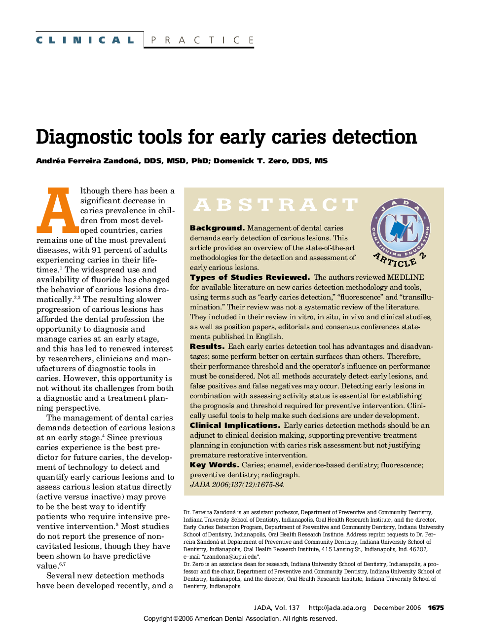 Diagnostic tools for early caries detection