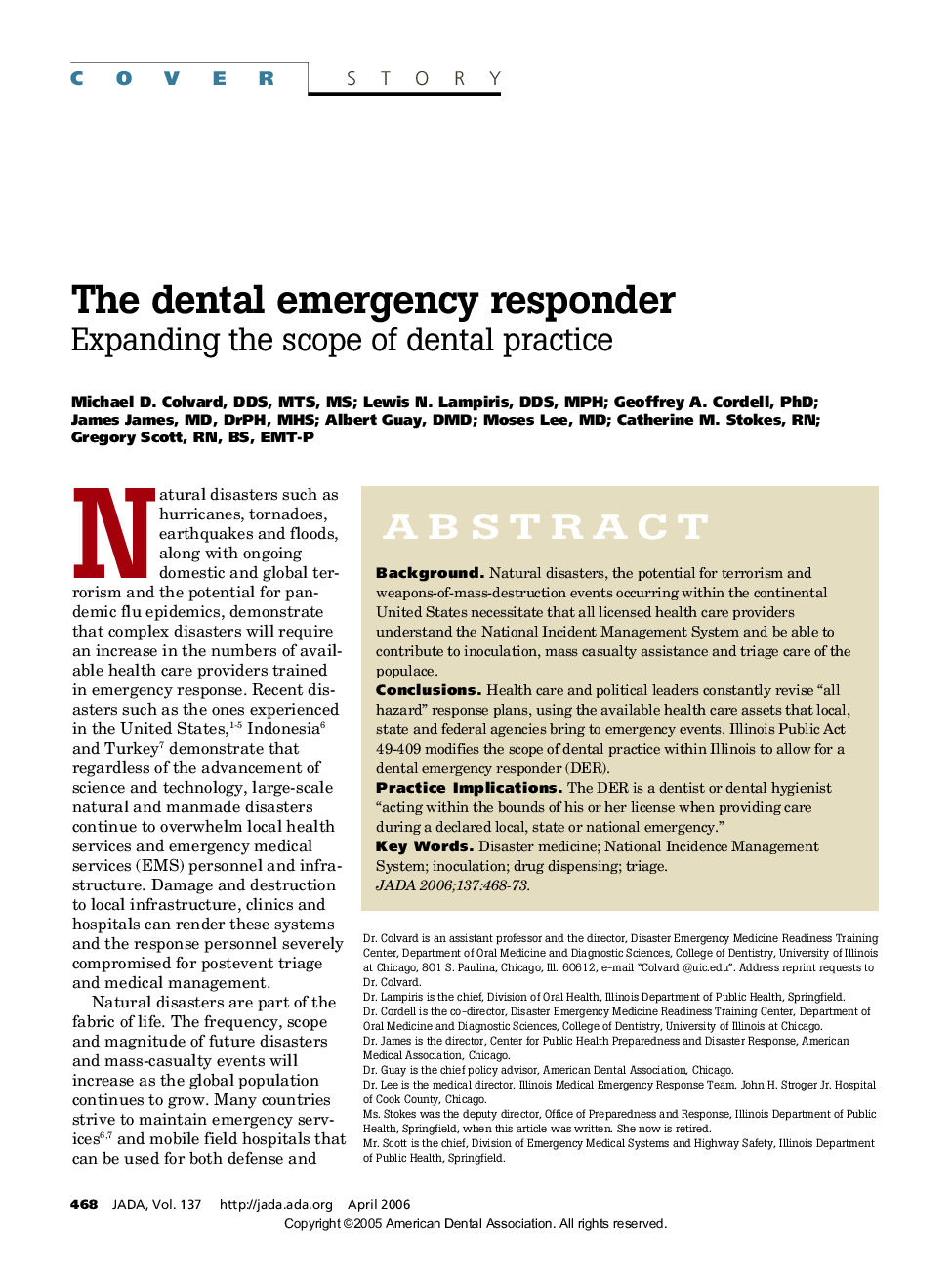 The dental emergency responder : Expanding the scope of dental practice