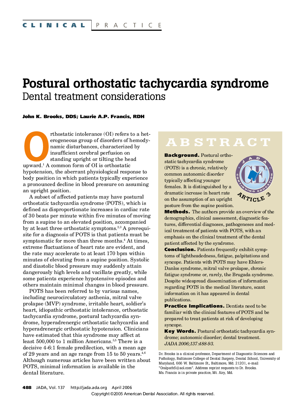 Postural orthostatic tachycardia syndrome