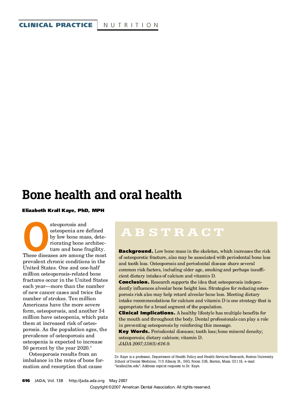 Bone health and oral health