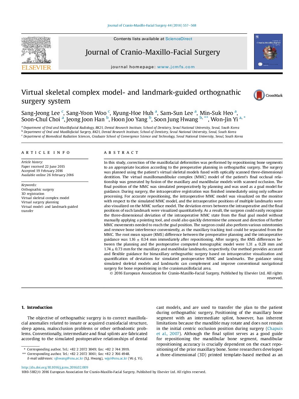 Virtual skeletal complex model- and landmark-guided orthognathic surgery system