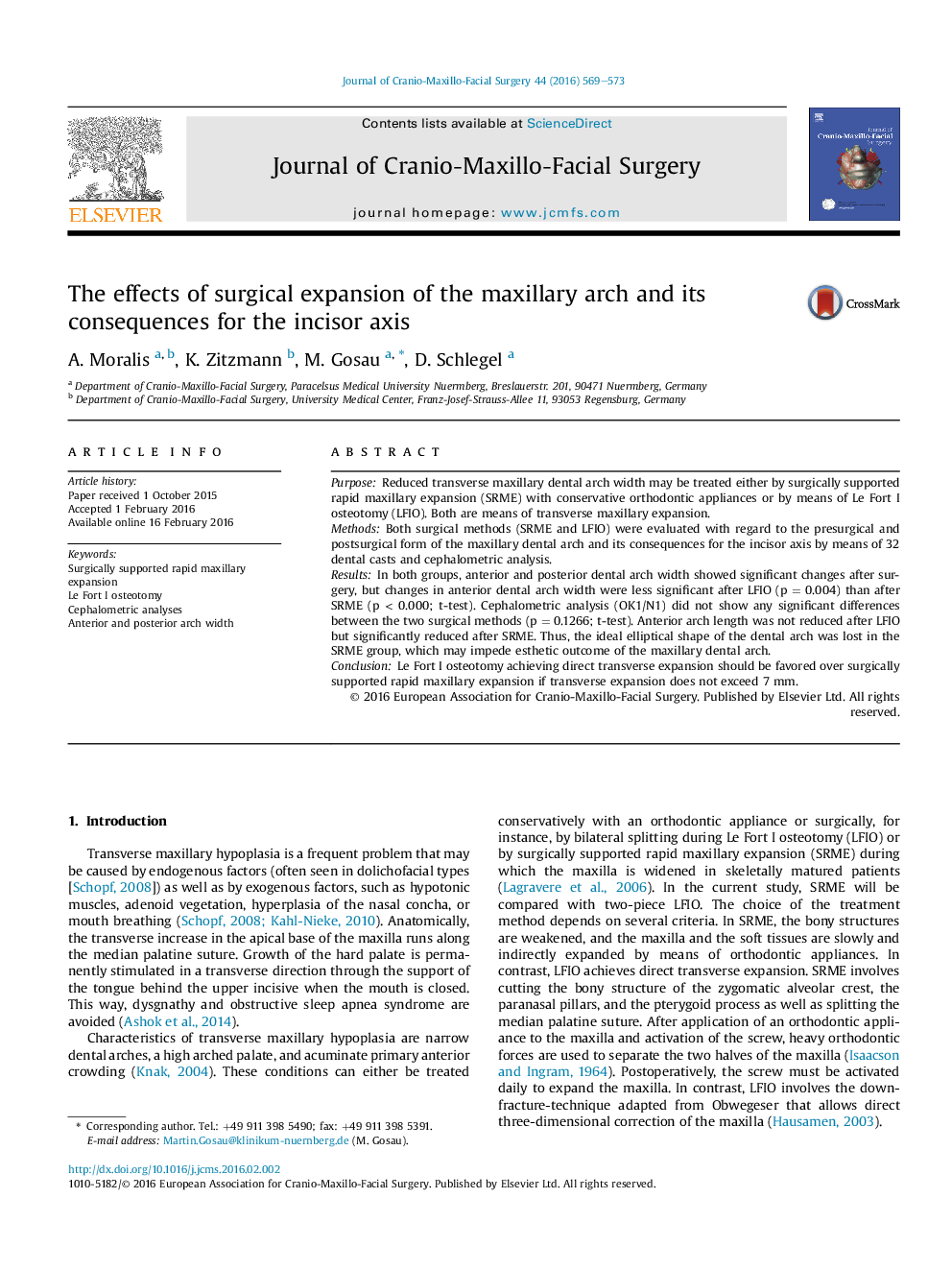 The effects of surgical expansion of the maxillary arch and its consequences for the incisor axis