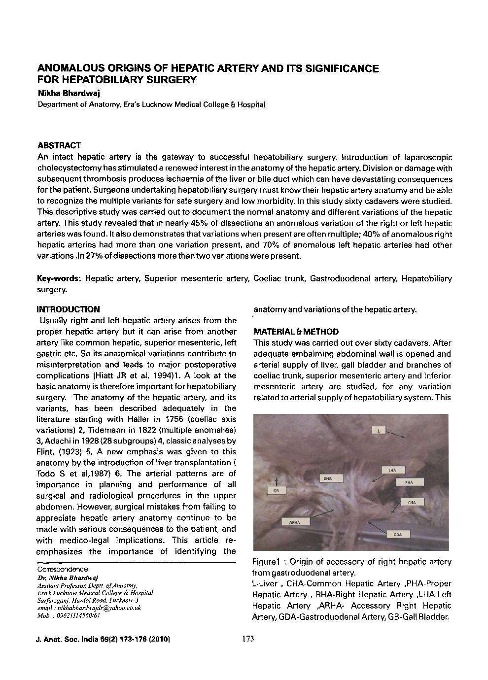 Anomalous Origins of Hepatic Artery and Its Significance for Hepatobiliary Surgery