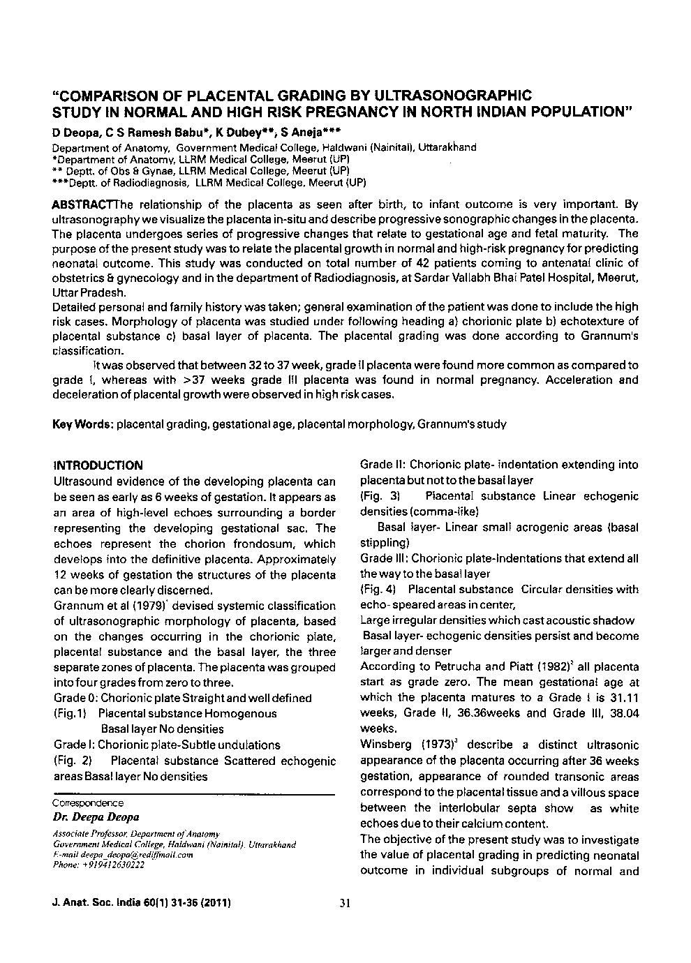 عکس صفحه اول مقاله: “Comparison of Placental Grading by Ultrasonographic Study in Normal and High Risk Pregnancy in North Indian Population” “Comparison of Placental Grading by Ultrasonographic Study in Normal and High Risk Pregnancy in North Indian Population”