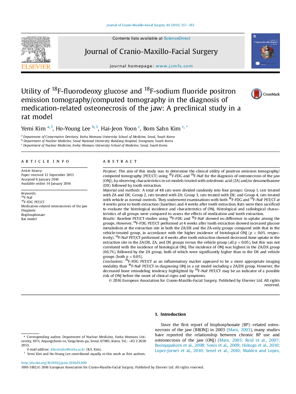 Utility of 18F-fluorodeoxy glucose and 18F-sodium fluoride positron emission tomography/computed tomography in the diagnosis of medication-related osteonecrosis of the jaw: A preclinical study in a rat model