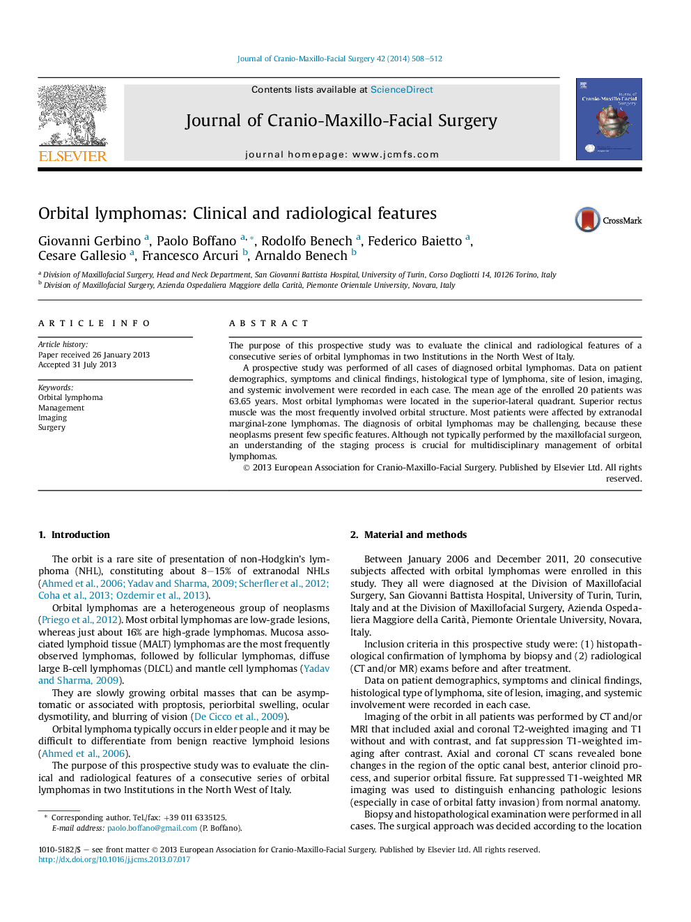 Orbital lymphomas: Clinical and radiological features