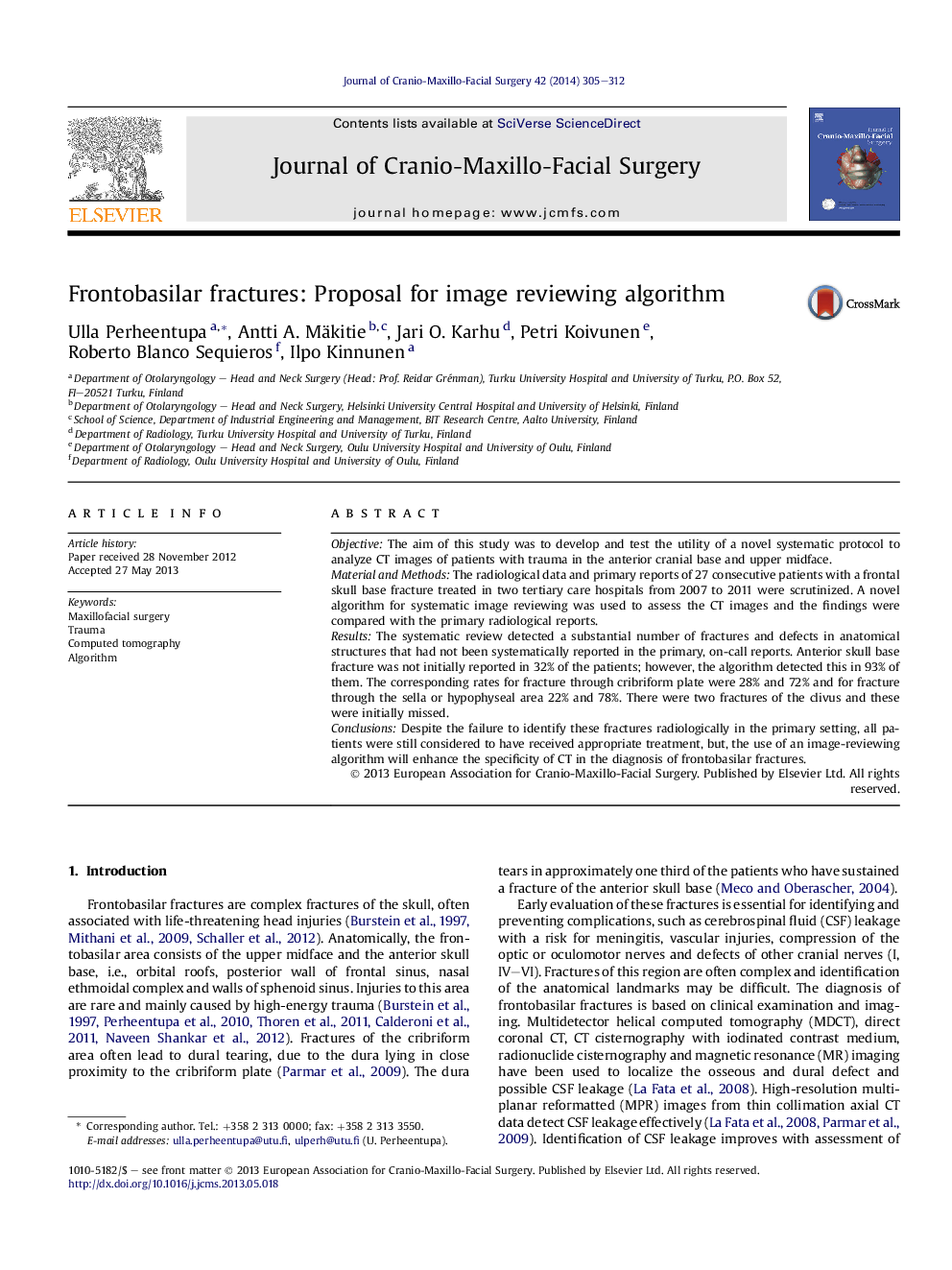 Frontobasilar fractures: Proposal for image reviewing algorithm