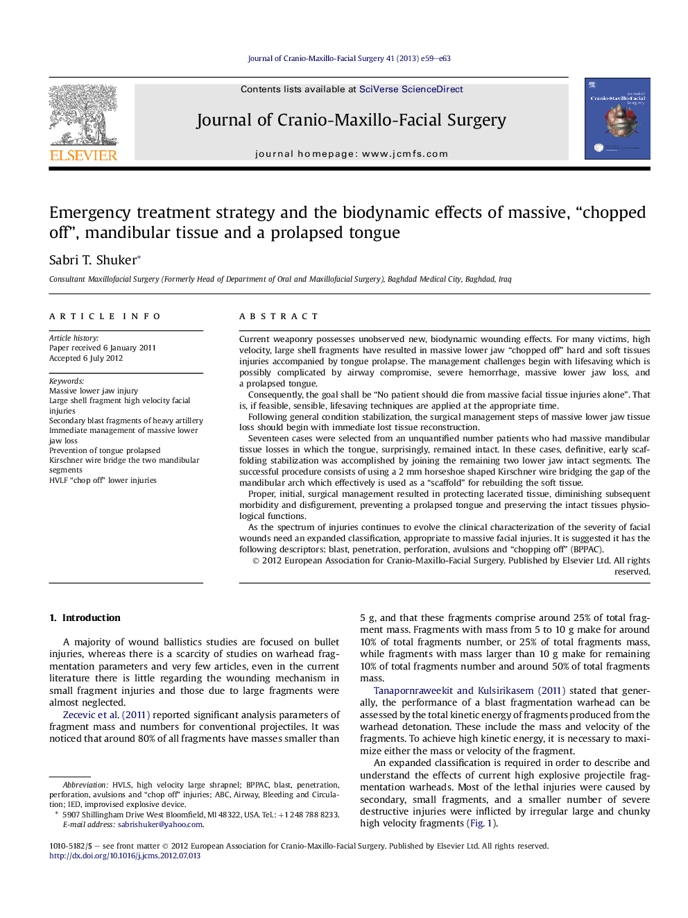 Emergency treatment strategy and the biodynamic effects of massive, “chopped off”, mandibular tissue and a prolapsed tongue