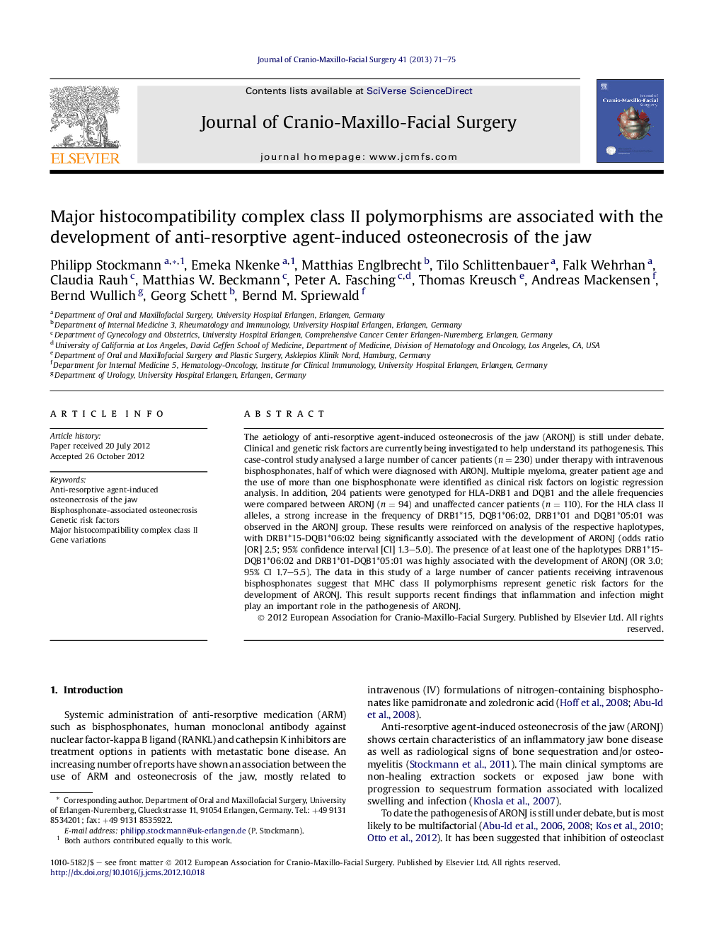 Major histocompatibility complex class II polymorphisms are associated with the development of anti-resorptive agent-induced osteonecrosis of the jaw