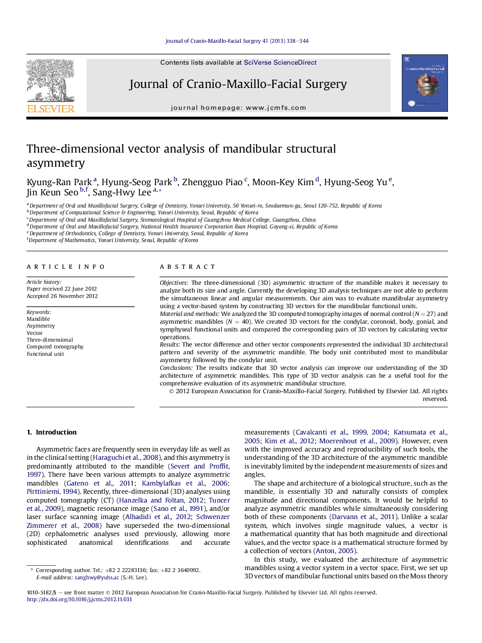 Three-dimensional vector analysis of mandibular structural asymmetry