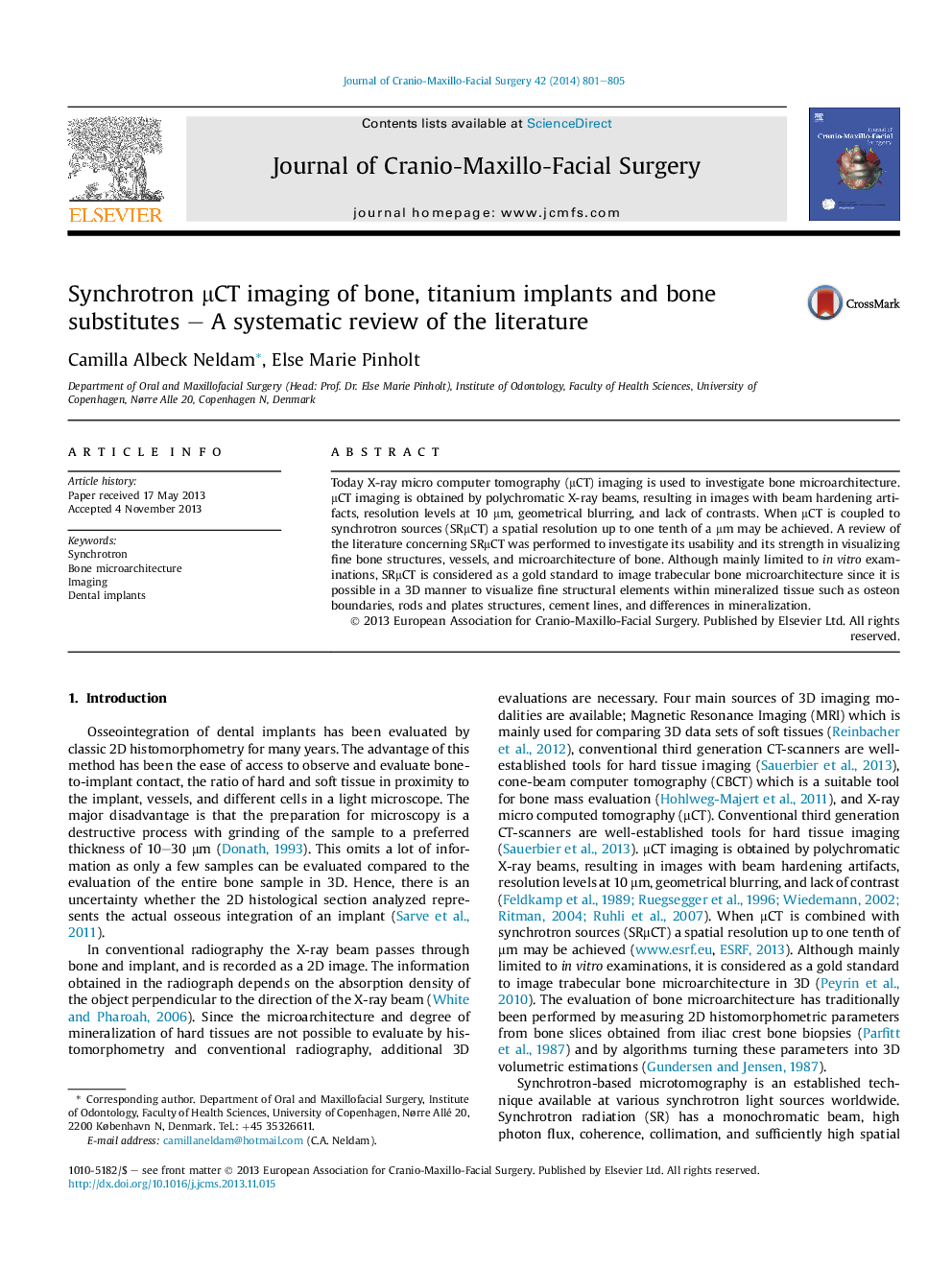 Synchrotron μCT imaging of bone, titanium implants and bone substitutes – A systematic review of the literature