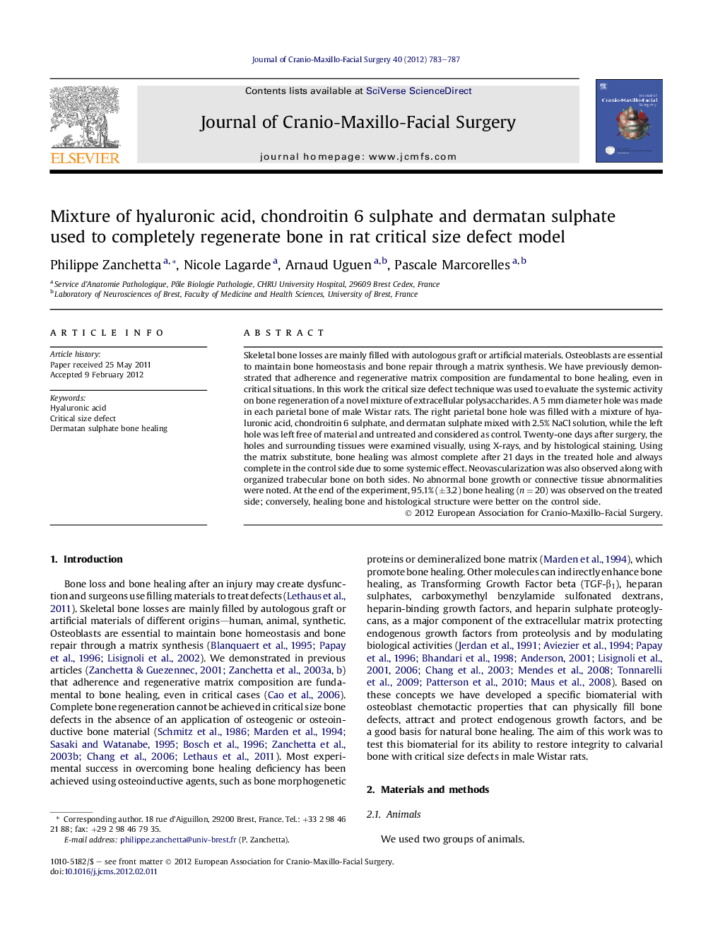 Mixture of hyaluronic acid, chondroitin 6 sulphate and dermatan sulphate used to completely regenerate bone in rat critical size defect model