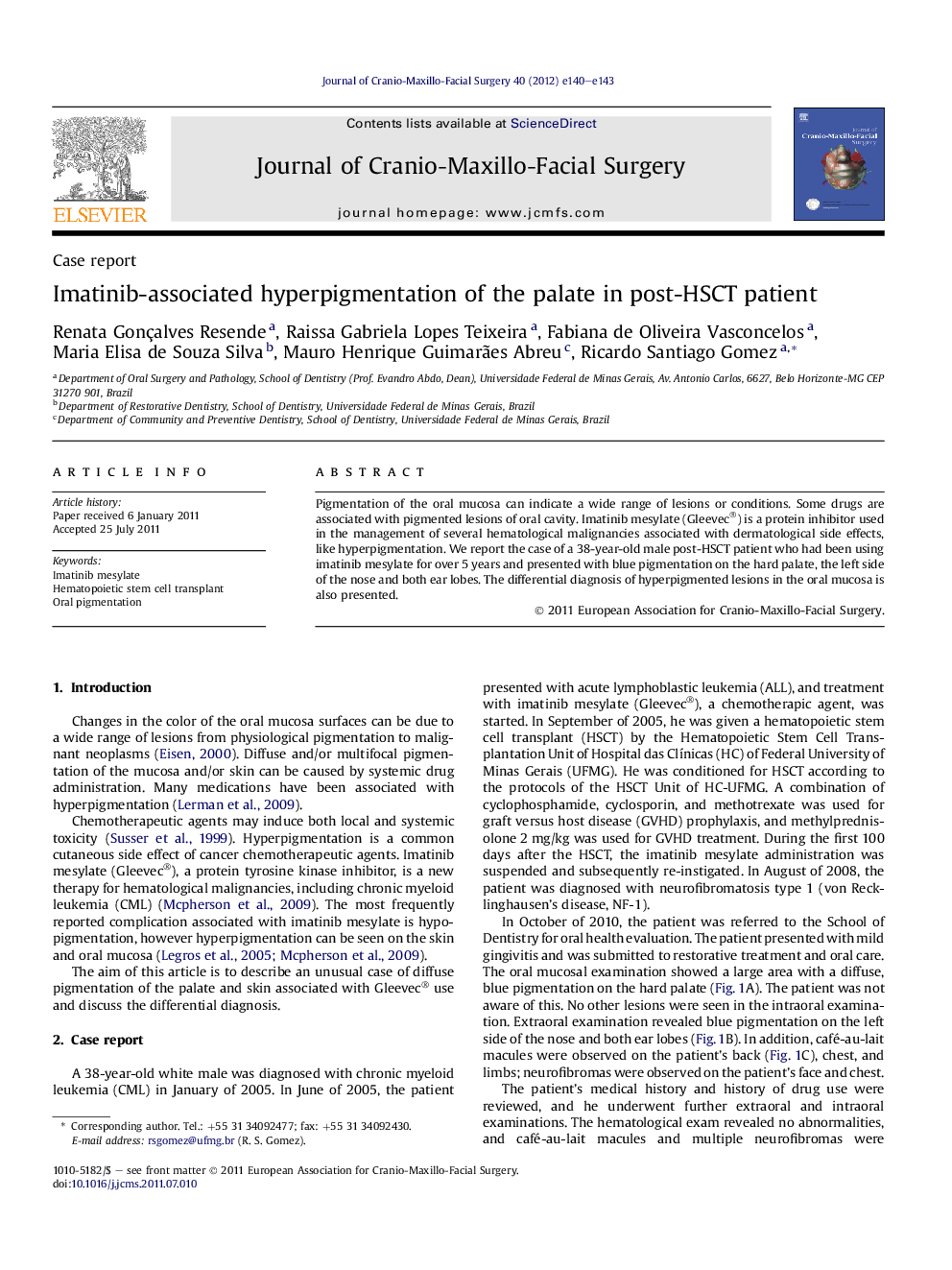 Imatinib-associated hyperpigmentation of the palate in post-HSCT patient