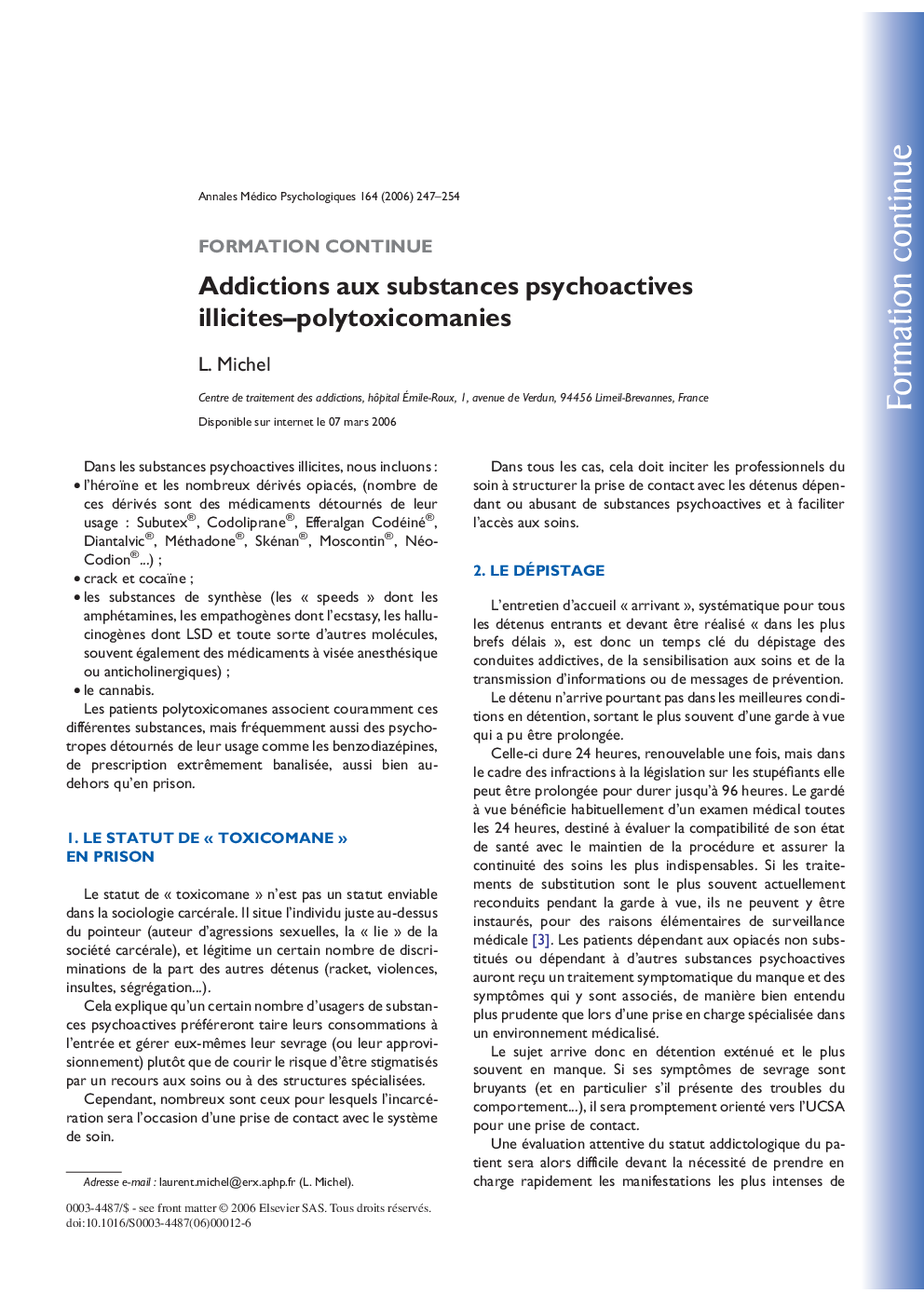 Addictions aux substances psychoactives illicites-polytoxicomanies