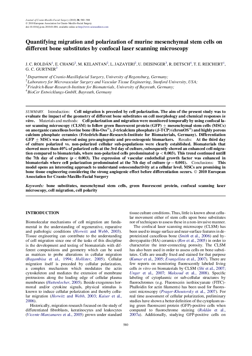 Quantifying migration and polarization of murine mesenchymal stem cells on different bone substitutes by confocal laser scanning microscopy