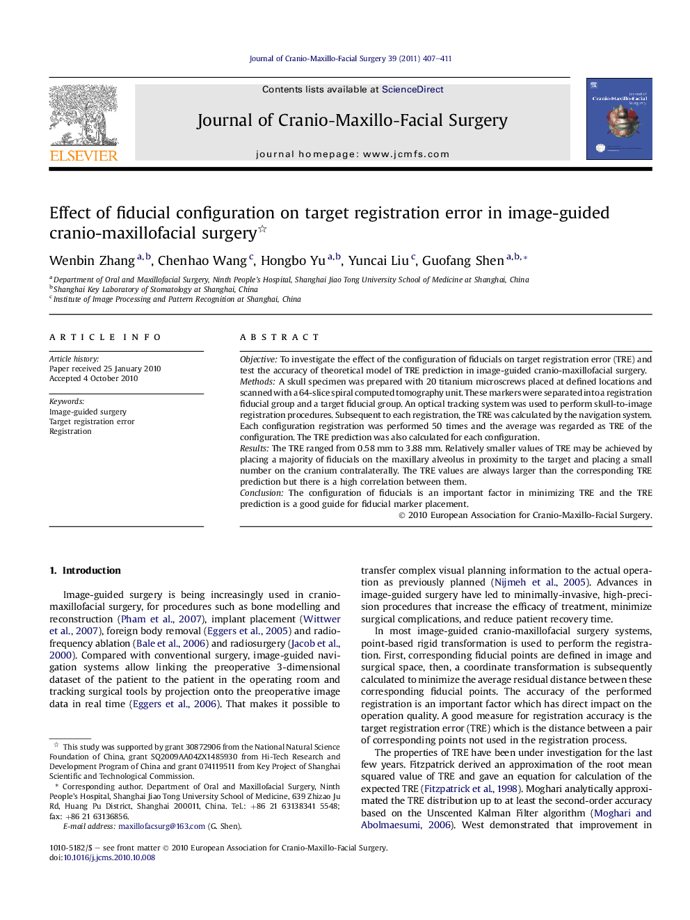 Effect of fiducial configuration on target registration error in image-guided cranio-maxillofacial surgery 