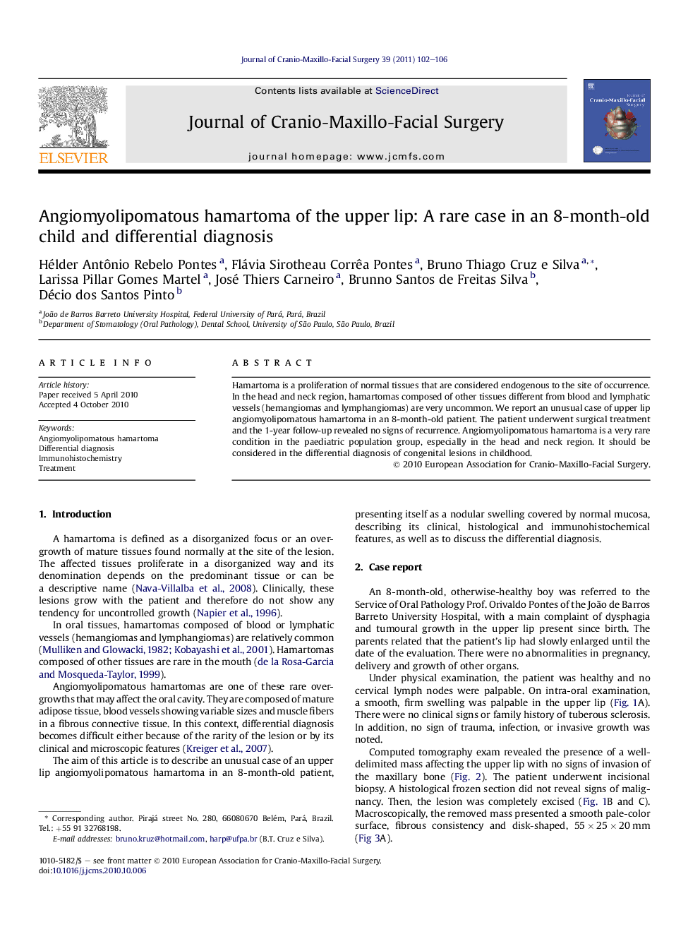 Angiomyolipomatous hamartoma of the upper lip: A rare case in an 8-month-old child and differential diagnosis