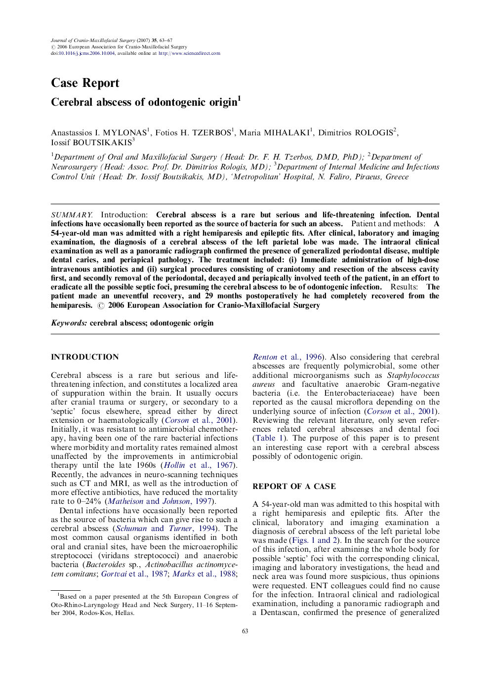 Cerebral abscess of odontogenic origin1