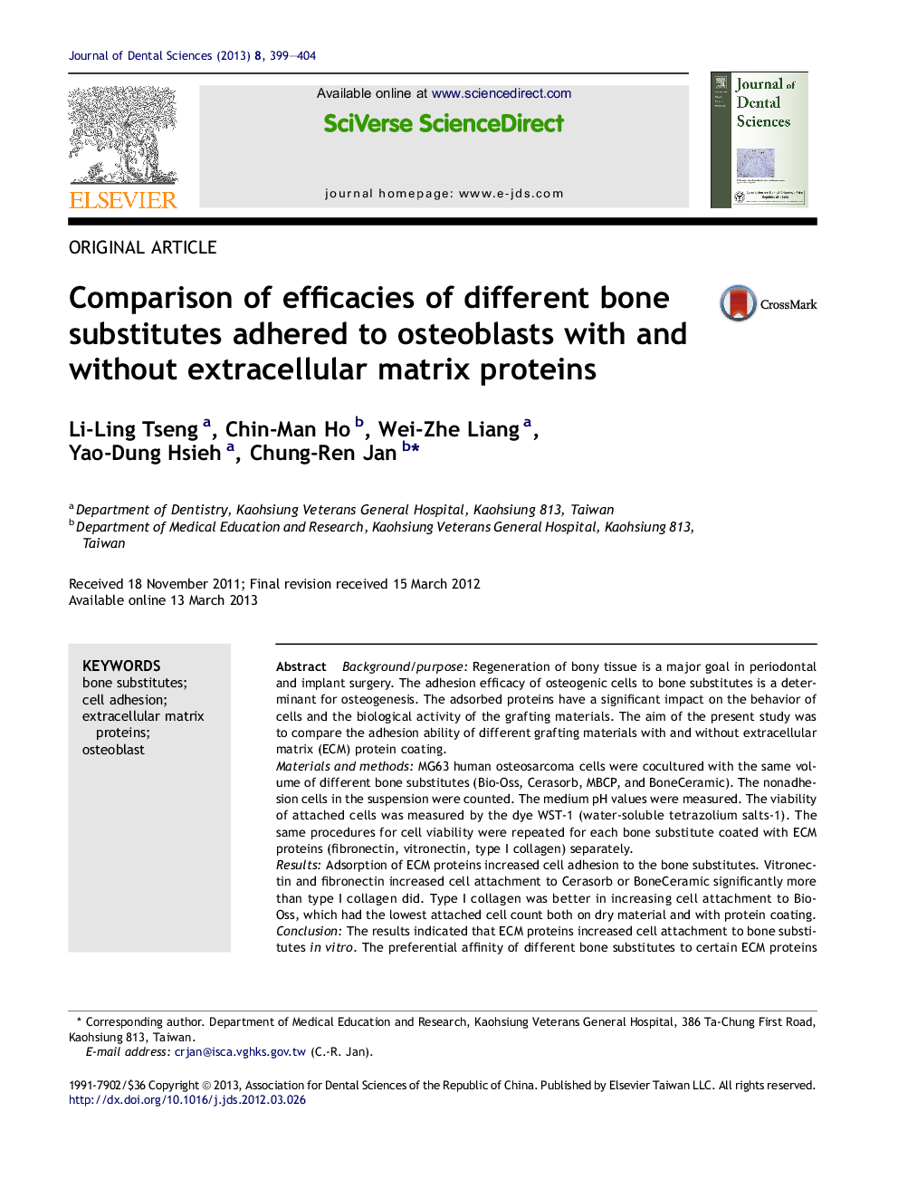 Comparison of efficacies of different bone substitutes adhered to osteoblasts with and without extracellular matrix proteins