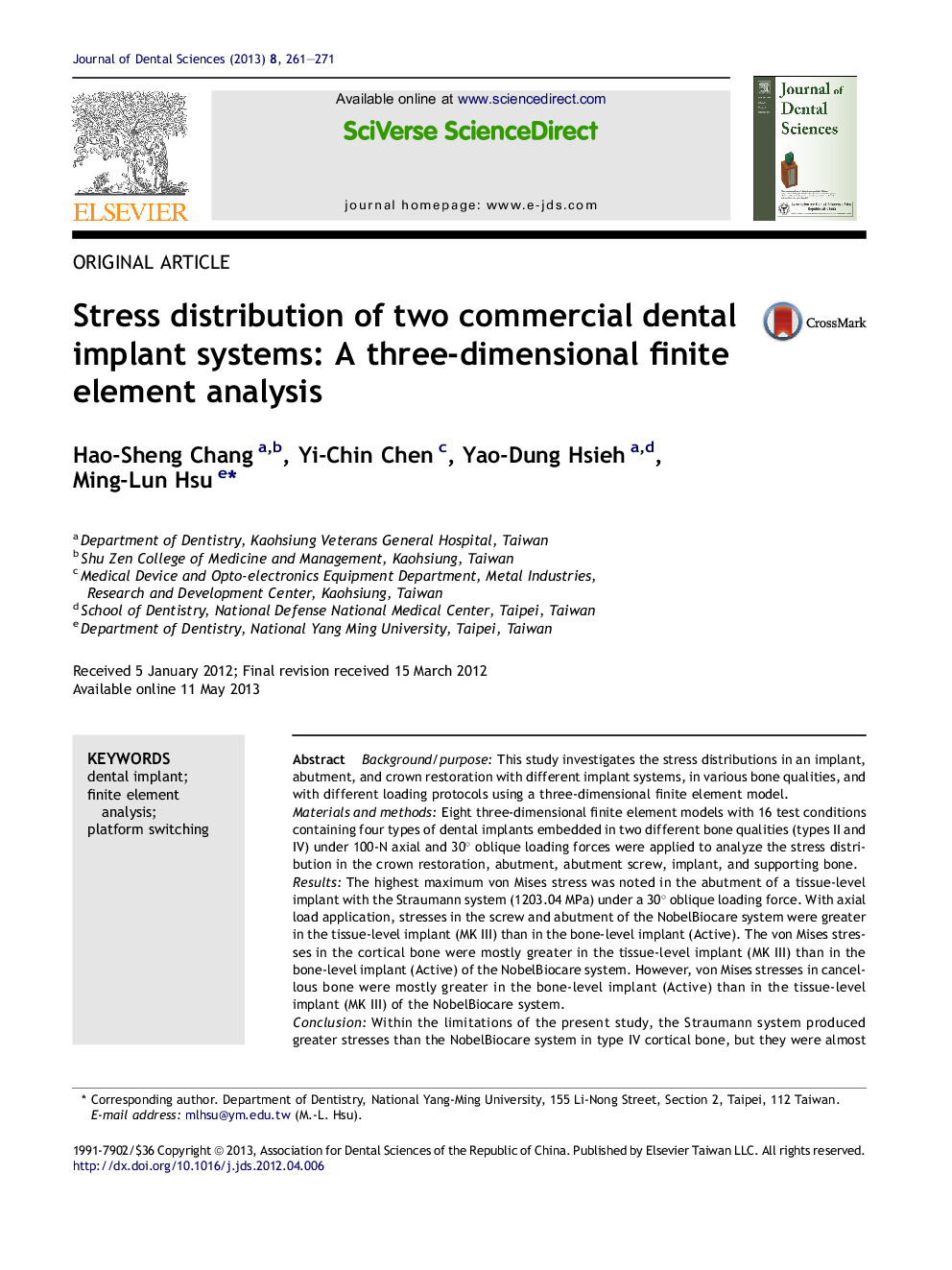 Stress distribution of two commercial dental implant systems: A three-dimensional finite element analysis