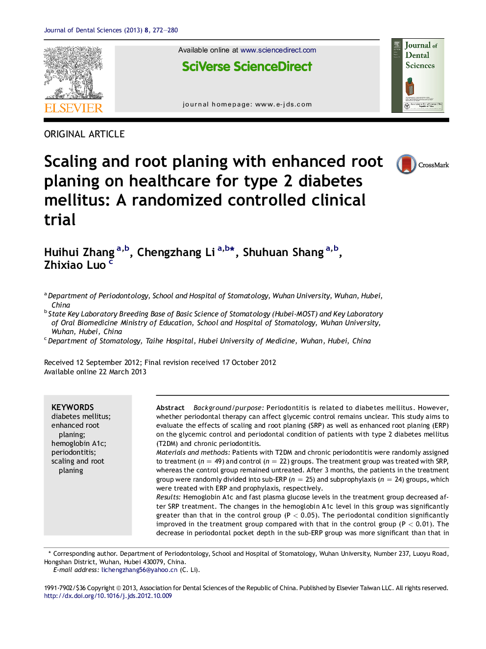 Scaling and root planing with enhanced root planing on healthcare for type 2 diabetes mellitus: A randomized controlled clinical trial