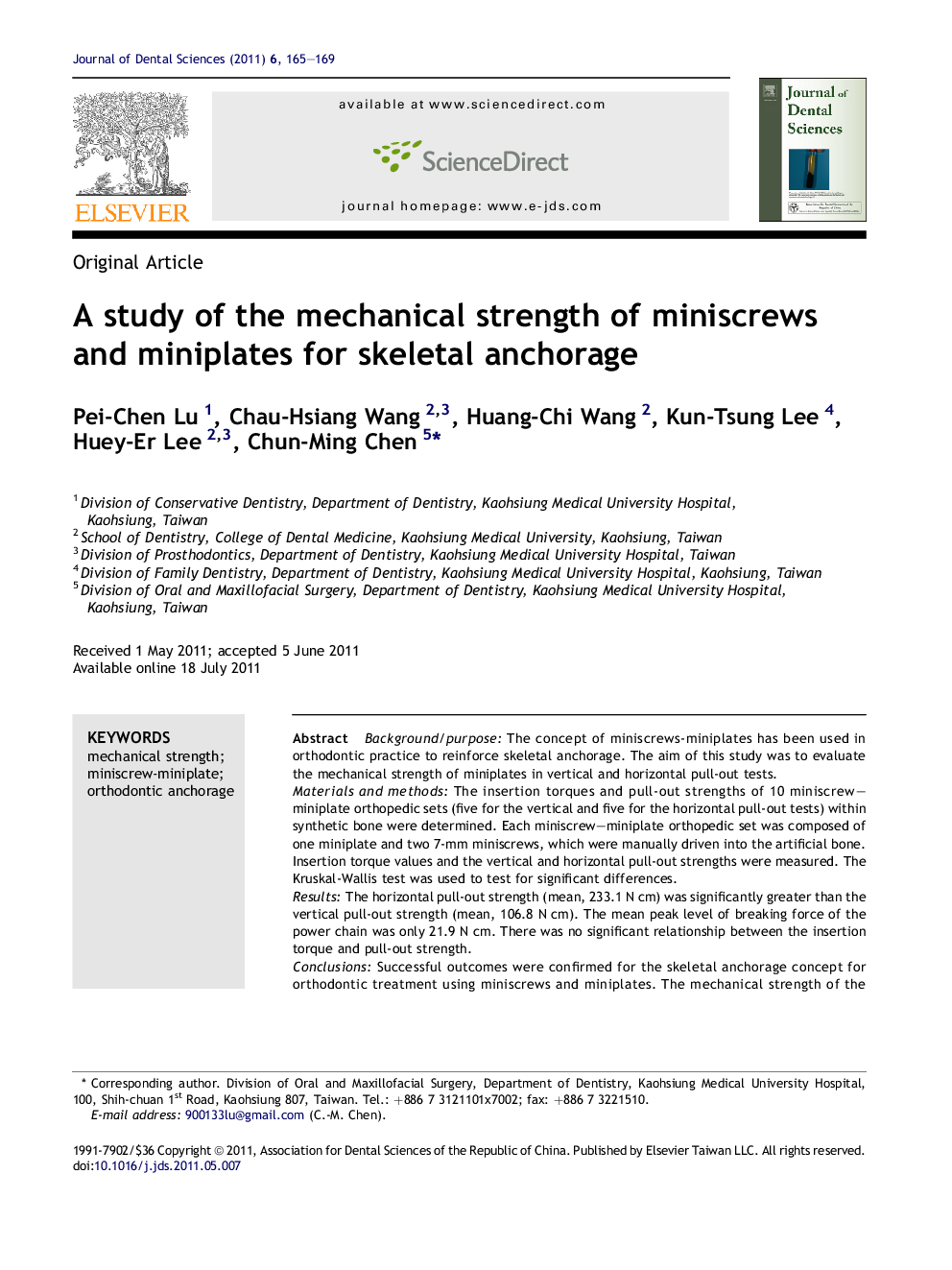 A study of the mechanical strength of miniscrews and miniplates for skeletal anchorage