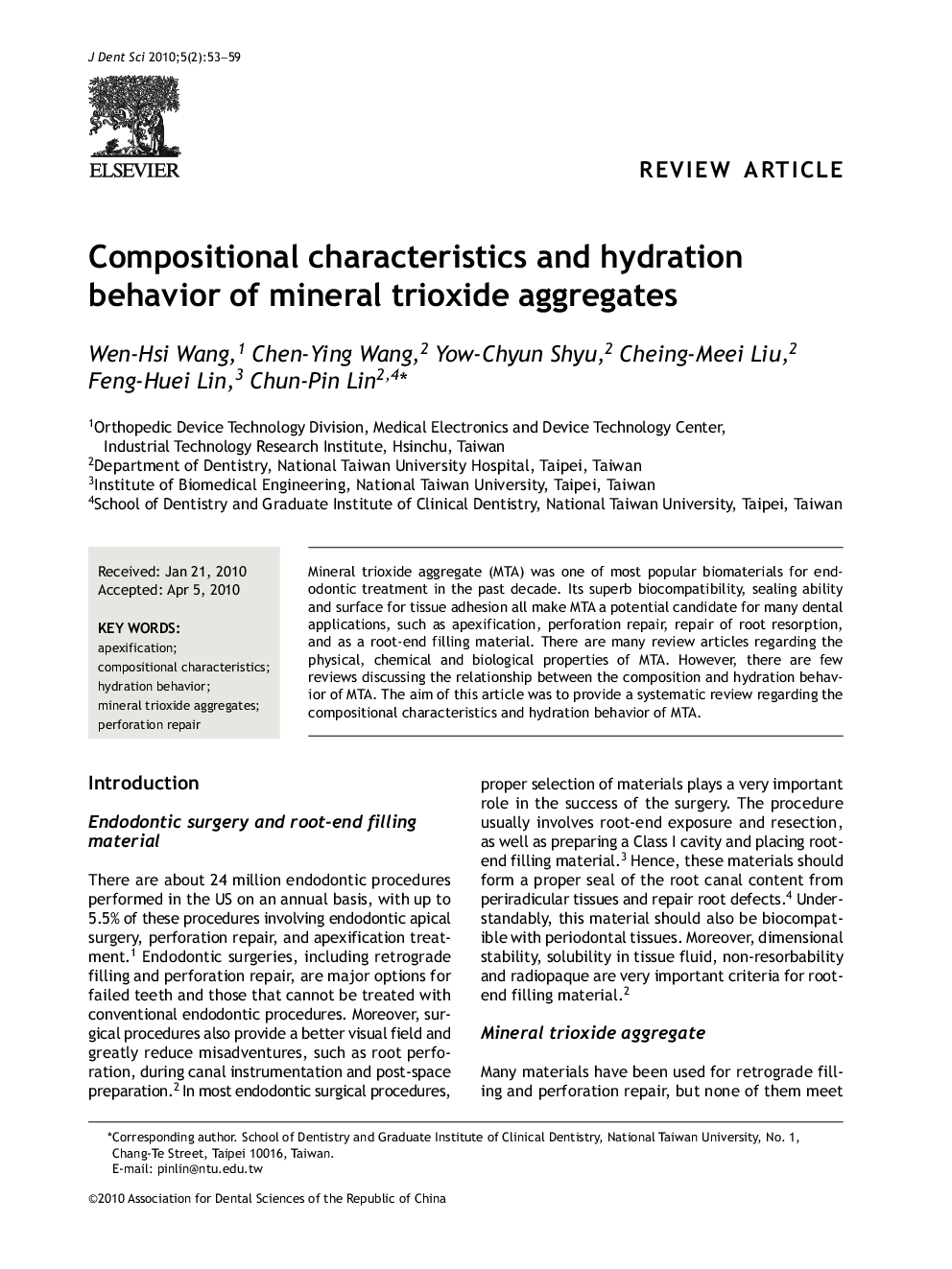 Compositional characteristics and hydration behavior of mineral trioxide aggregates