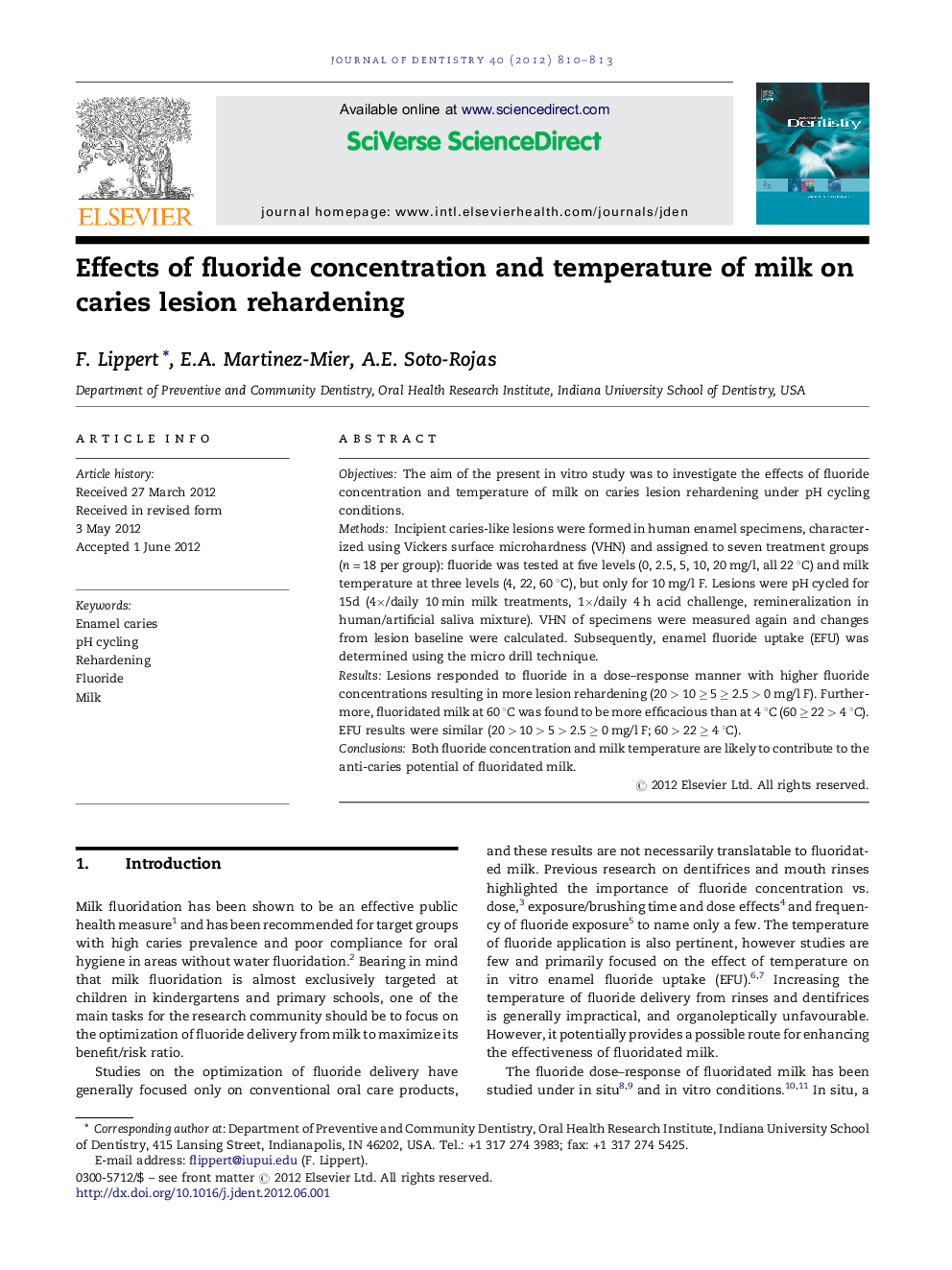 Effects of fluoride concentration and temperature of milk on caries lesion rehardening