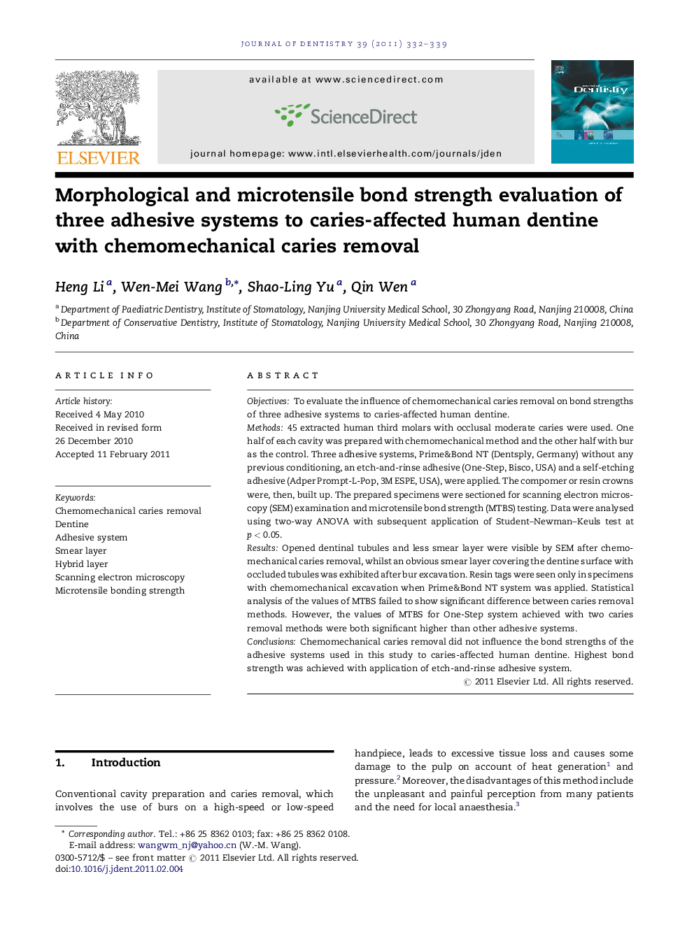 Morphological and microtensile bond strength evaluation of three adhesive systems to caries-affected human dentine with chemomechanical caries removal