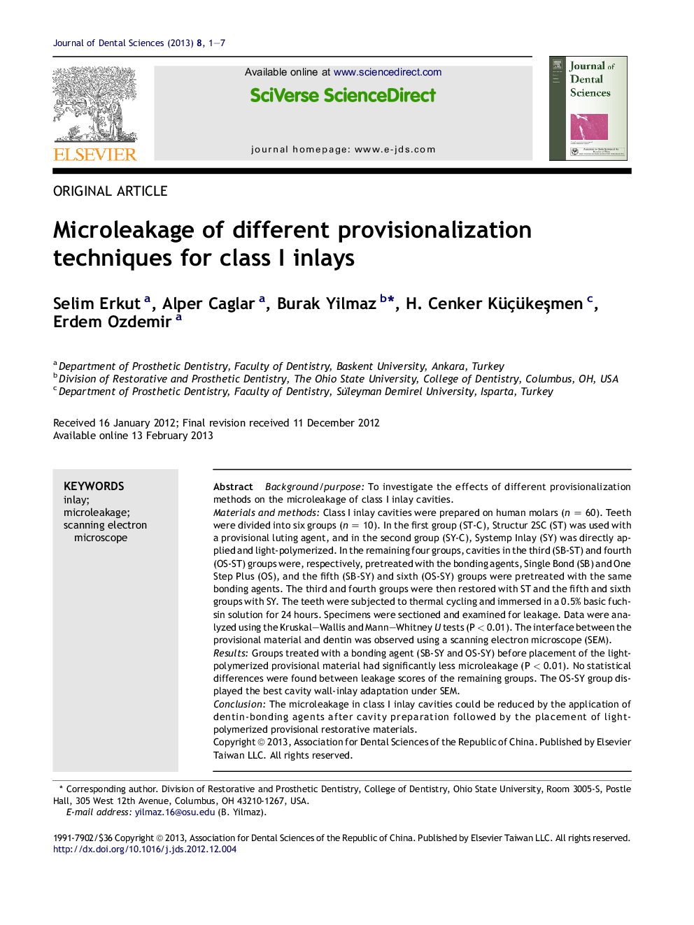 Microleakage of different provisionalization techniques for class I inlays