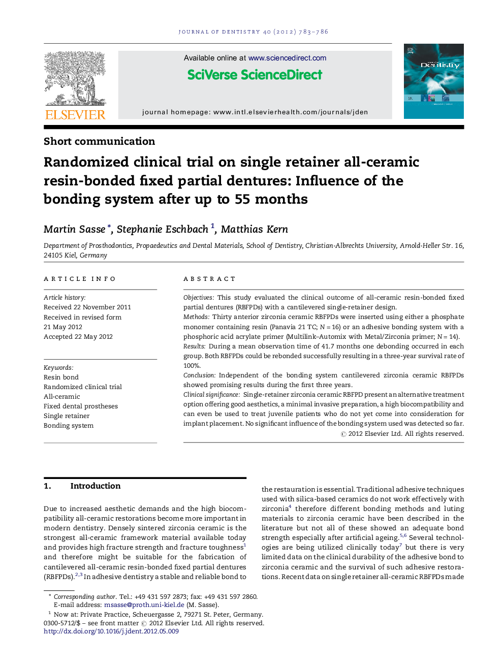 Randomized clinical trial on single retainer all-ceramic resin-bonded fixed partial dentures: Influence of the bonding system after up to 55 months