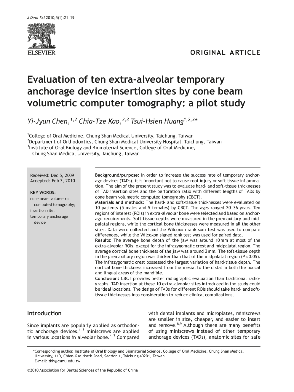 Evaluation of ten extra-alveolar temporary anchorage device insertion sites by cone beam volumetric computer tomography: a pilot study