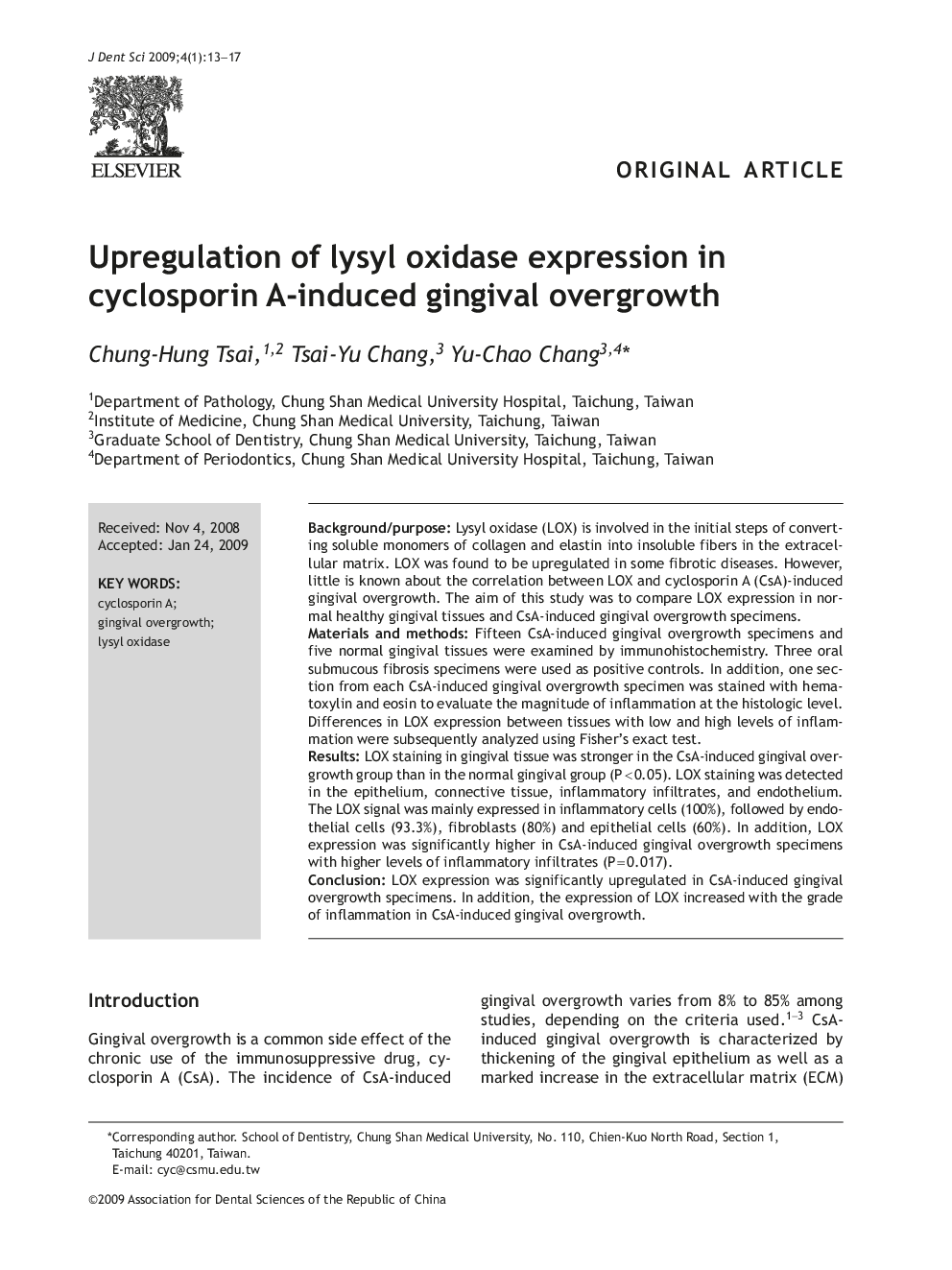 Upregulation of lysyl oxidase expression in cyclosporin A-induced gingival overgrowth